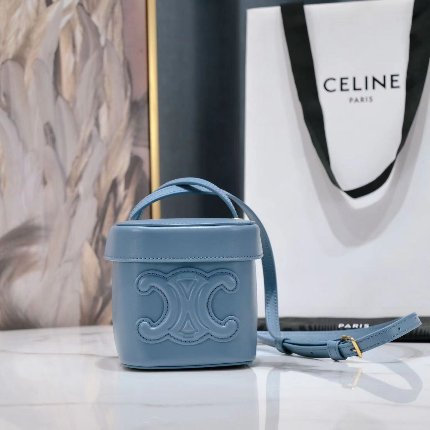 SQUARE BOX CROSSBODY BAG 11 AZURE BLUE CALFSKIN | Studio Nafay