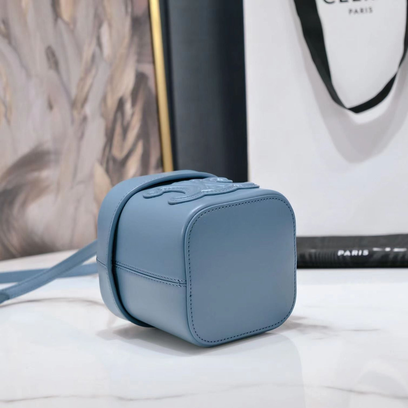 SQUARE BOX CROSSBODY BAG 11 AZURE BLUE CALFSKIN - Product Image 4