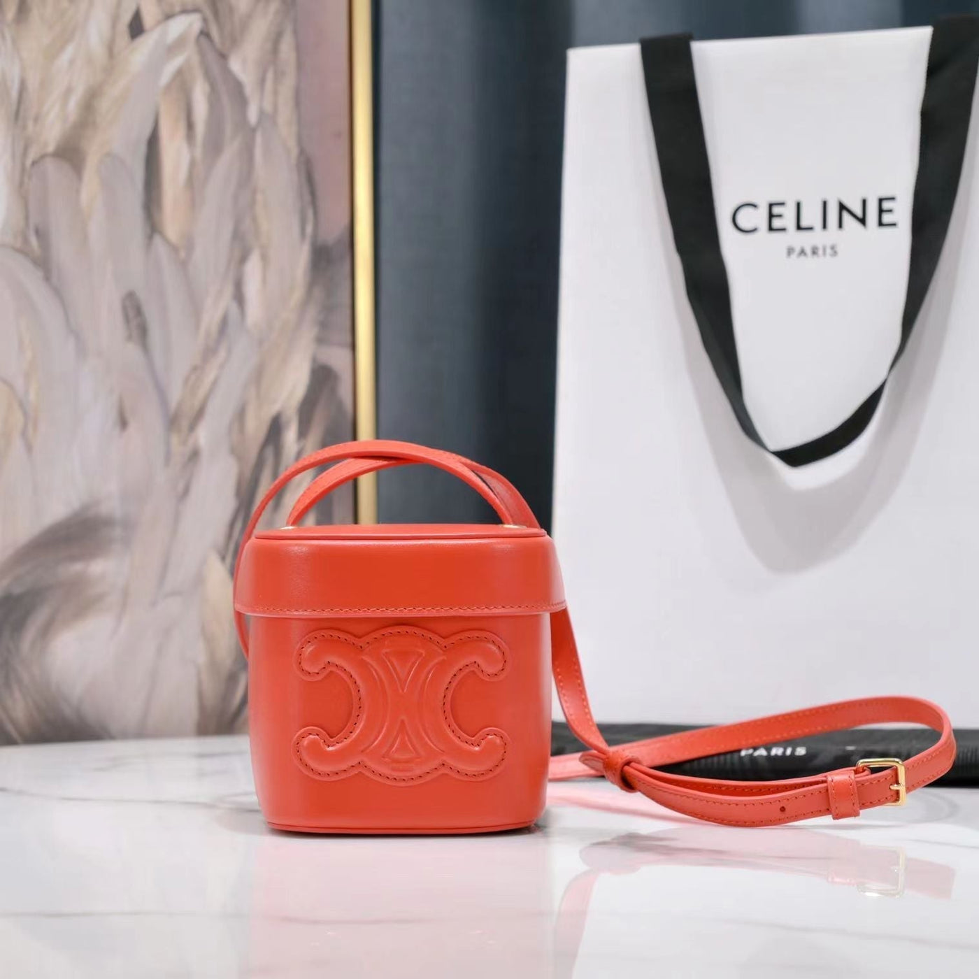 SQUARE BOX CROSSBODY BAG 11 FIRE ORANGE CALFSKIN | Studio Nafay