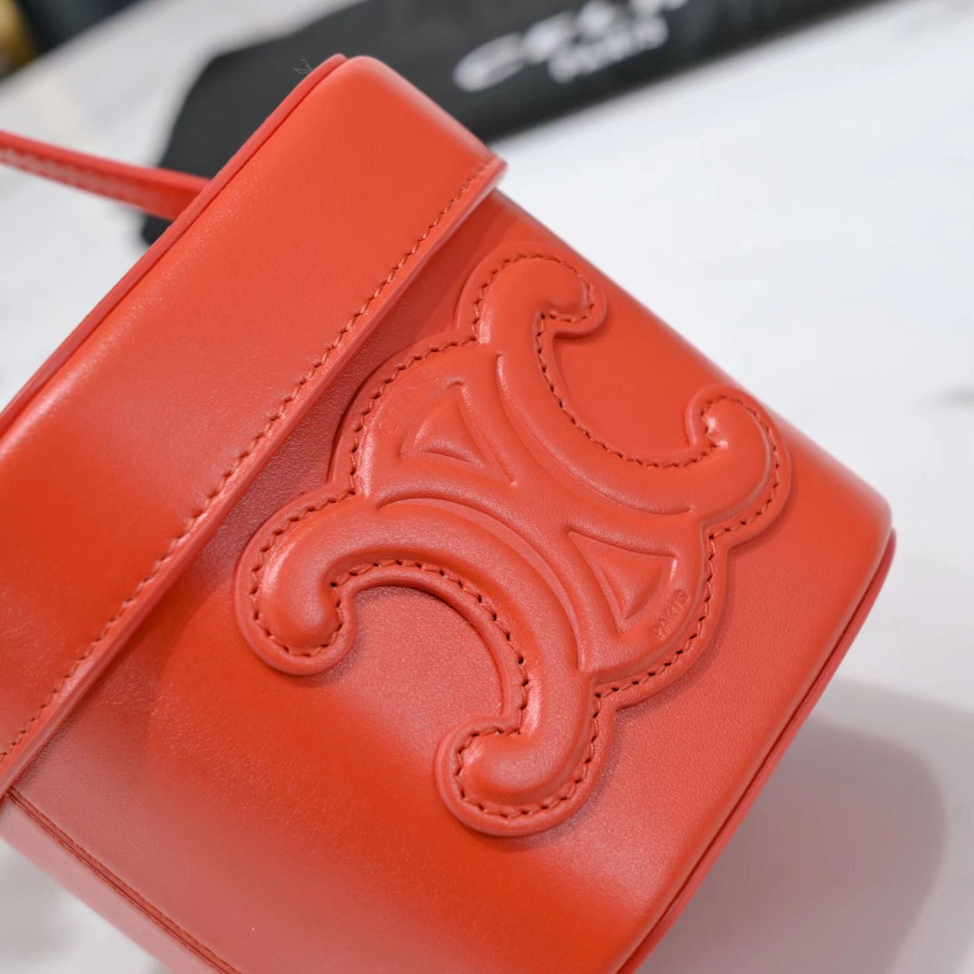 SQUARE BOX CROSSBODY BAG 11 FIRE ORANGE CALFSKIN - Product Image 5