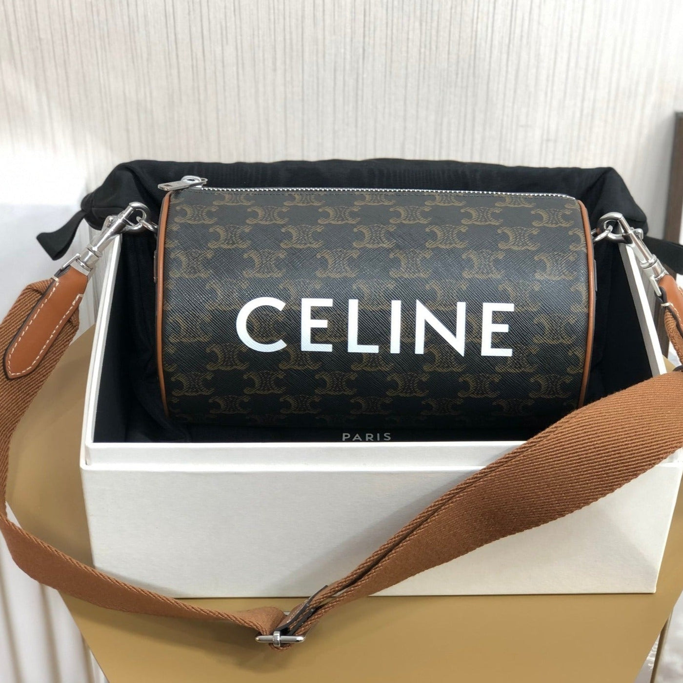 CYLINDRICAL 22 BAG BLACK PATTERN COWHIDE | Studio Nafay