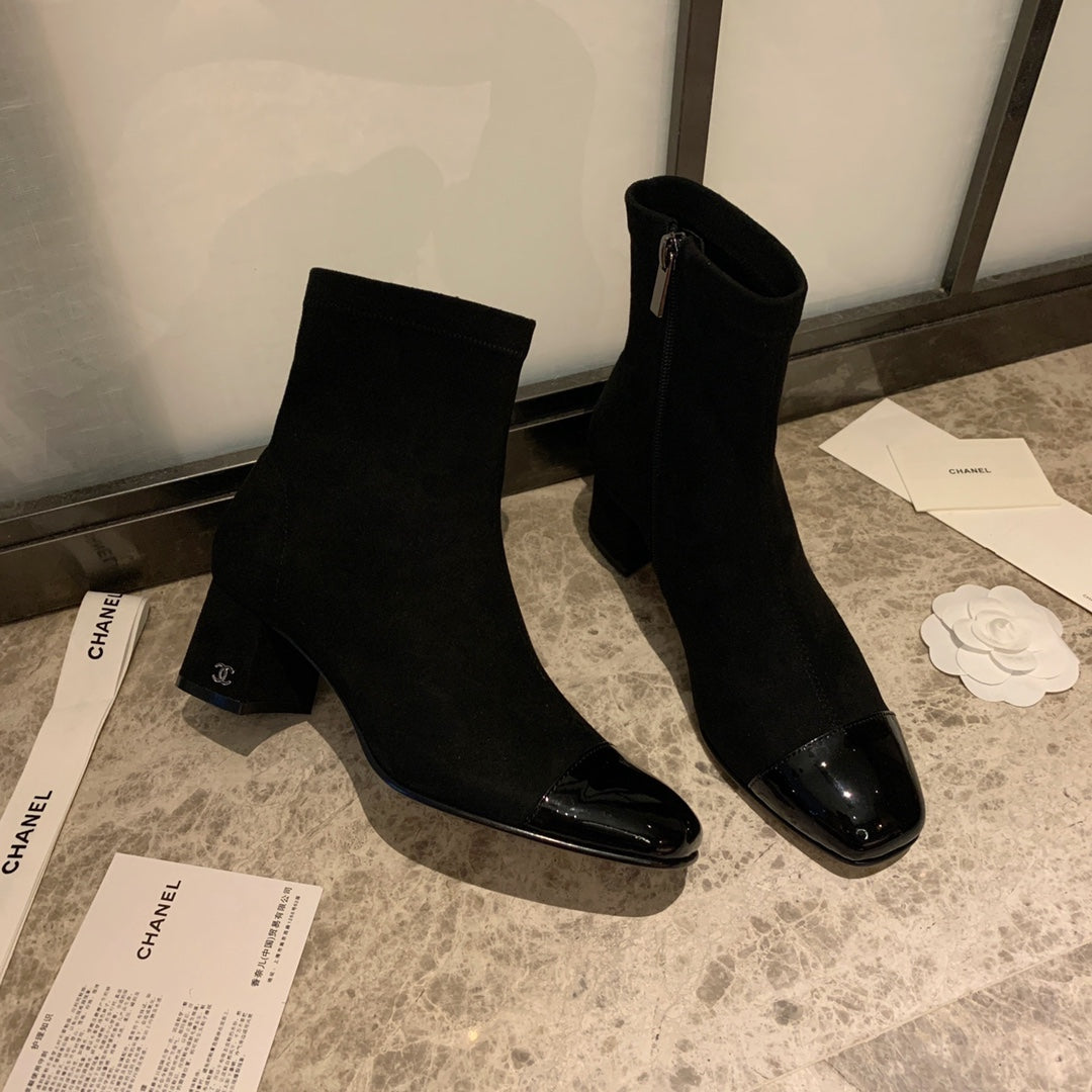 CC Ankle Boots 50mm Black Suede And Glossy Lambskin 940056 - Product Image 4