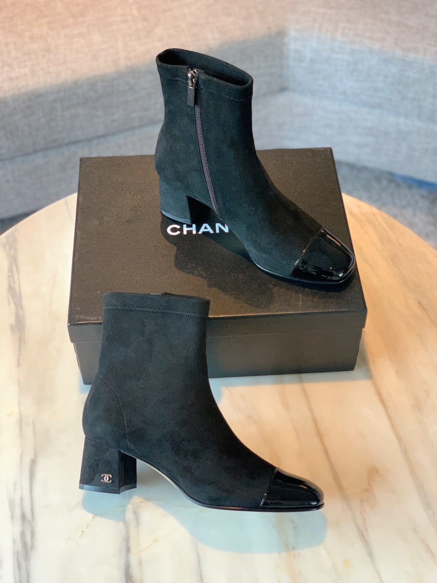 CC Ankle Boots 50mm Black Suede And Glossy Lambskin 940056 - Product Image 7