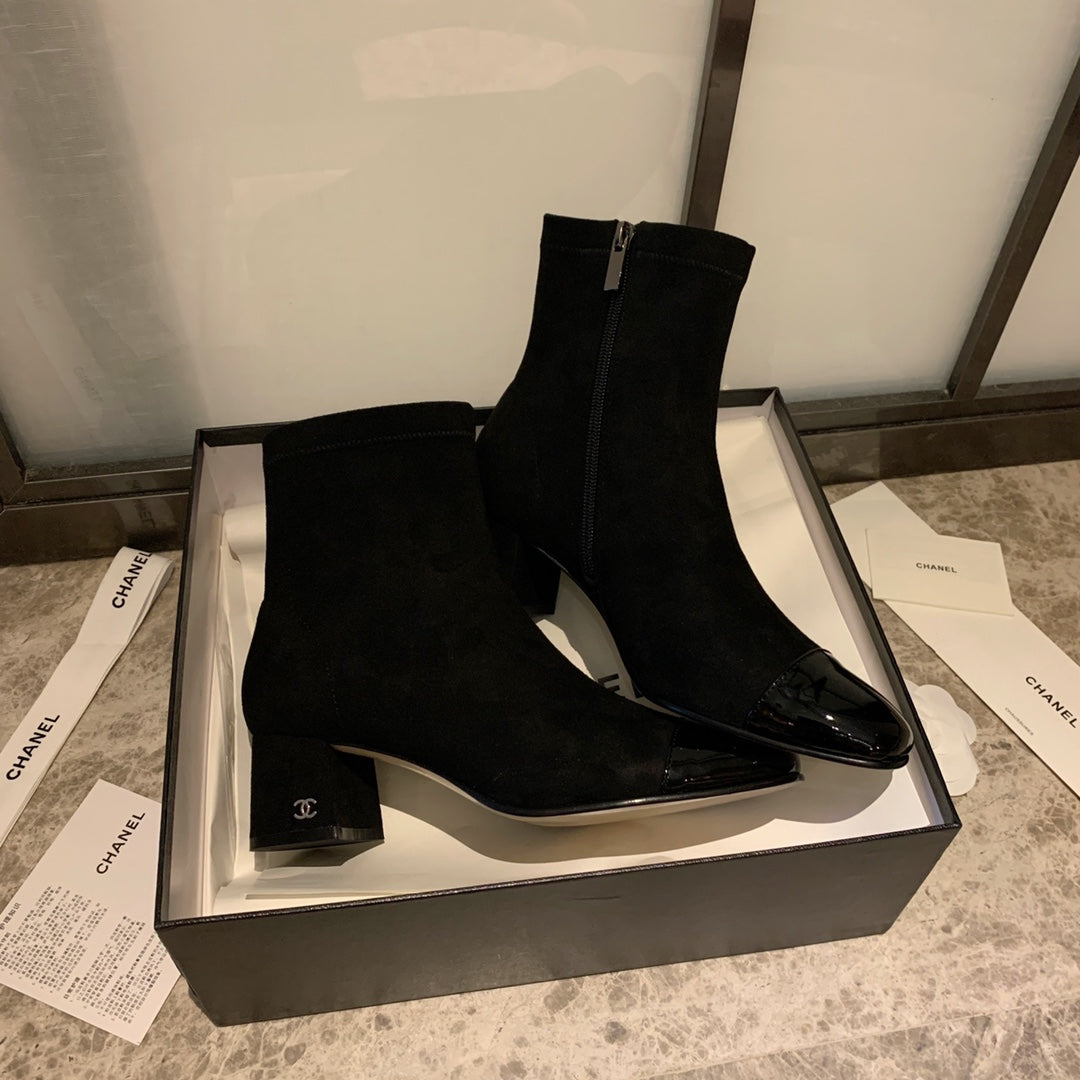 CC Ankle Boots 50mm Black Suede And Glossy Lambskin 940056 - Product Image 2