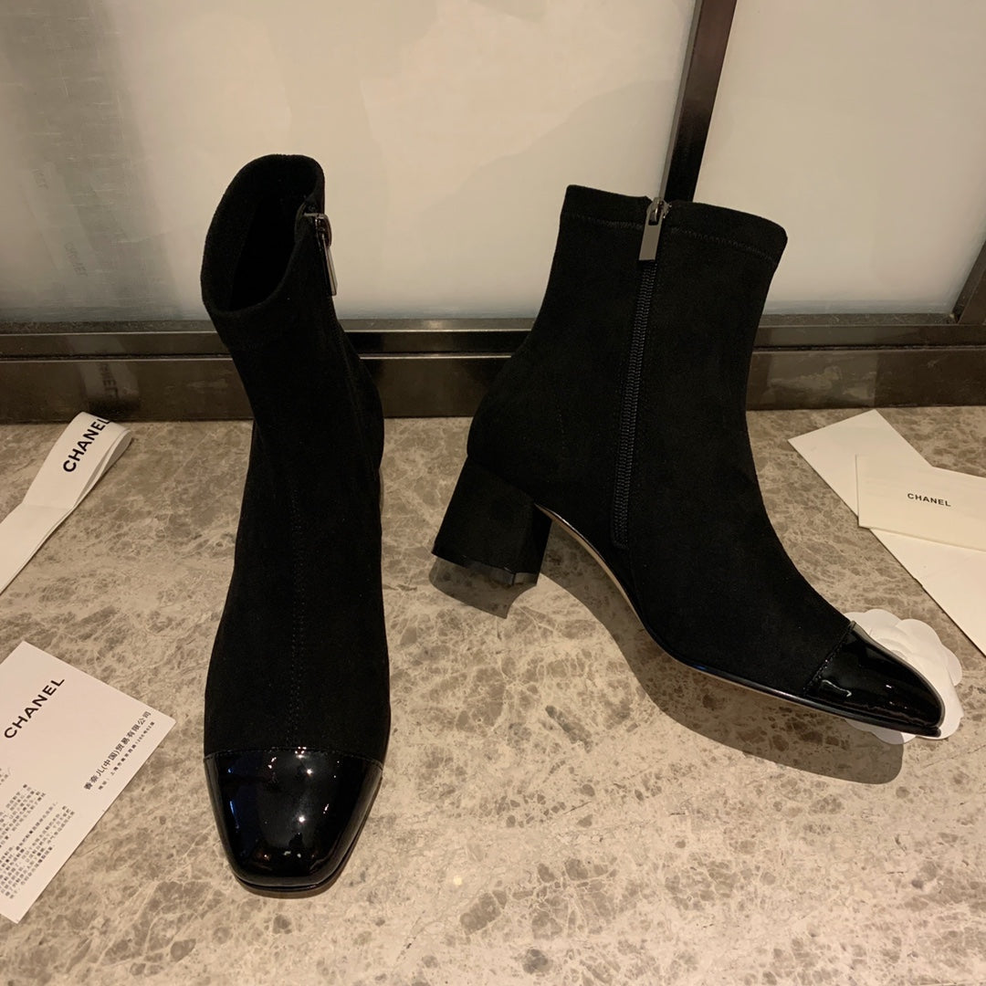CC Ankle Boots 50mm Black Suede And Glossy Lambskin 940056 - Product Image 3