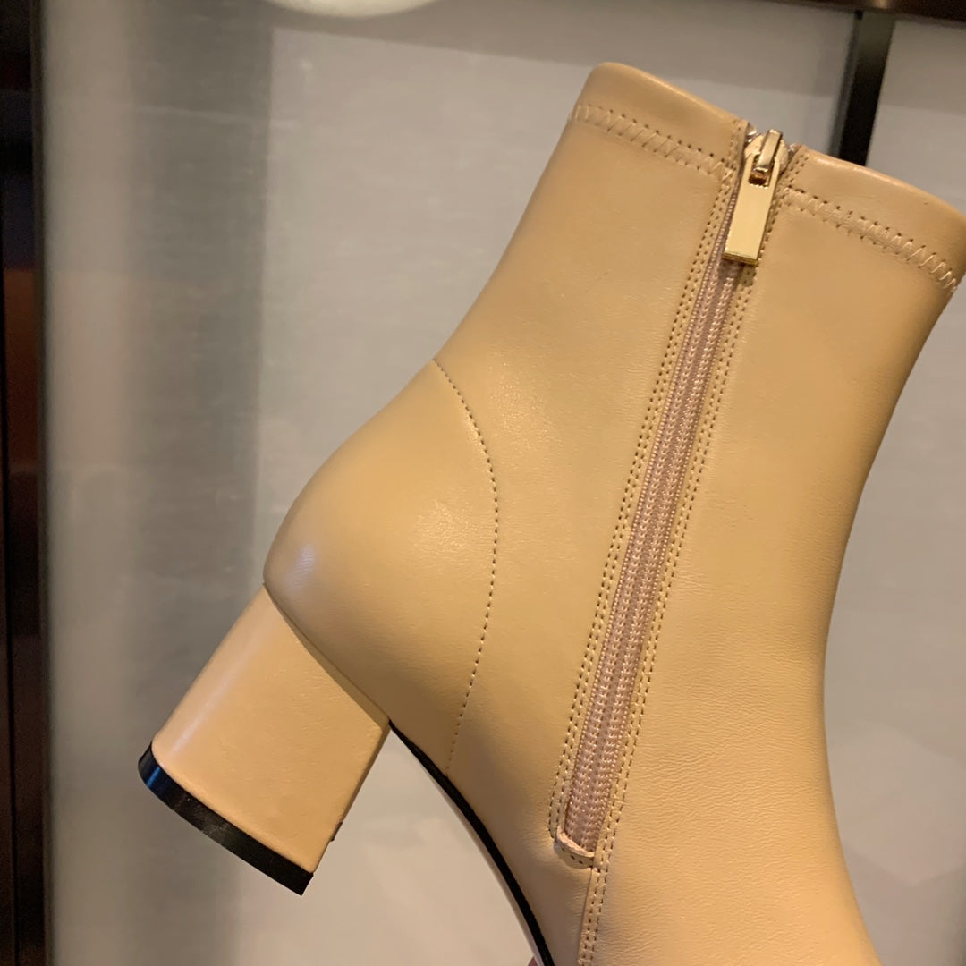 CC Ankle Boots 50mm Beige Lambskin And Lycra Fabric 940058 - Product Image 7