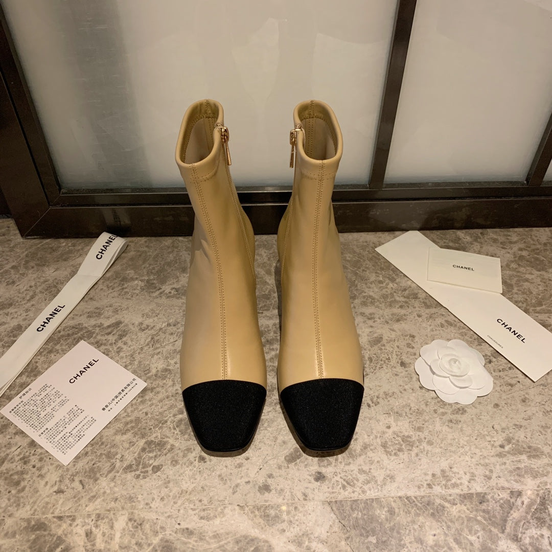CC Ankle Boots 50mm Beige Lambskin And Lycra Fabric 940058 - Product Image 4