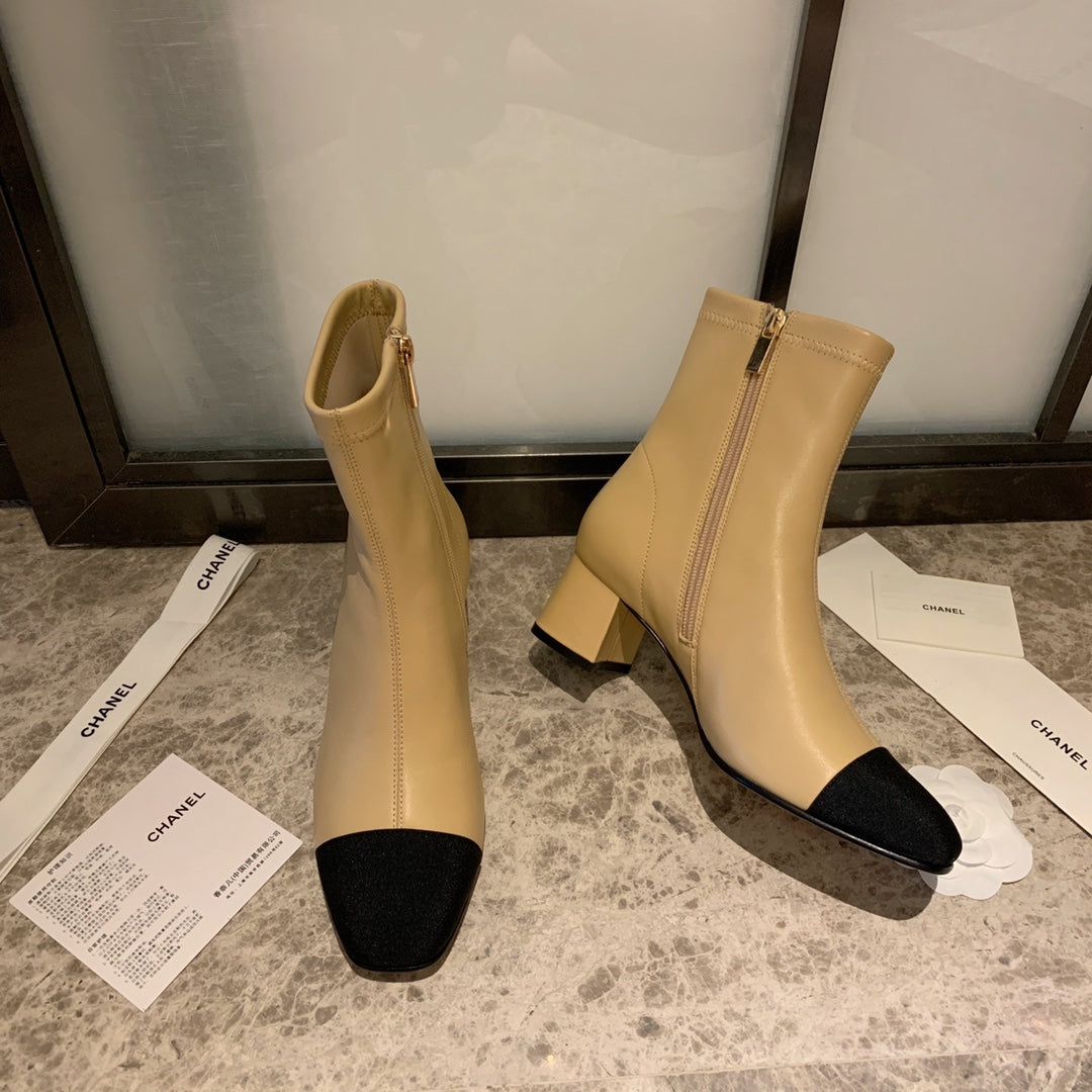 CC Ankle Boots 50mm Beige Lambskin And Lycra Fabric 940058 - Product Image 9
