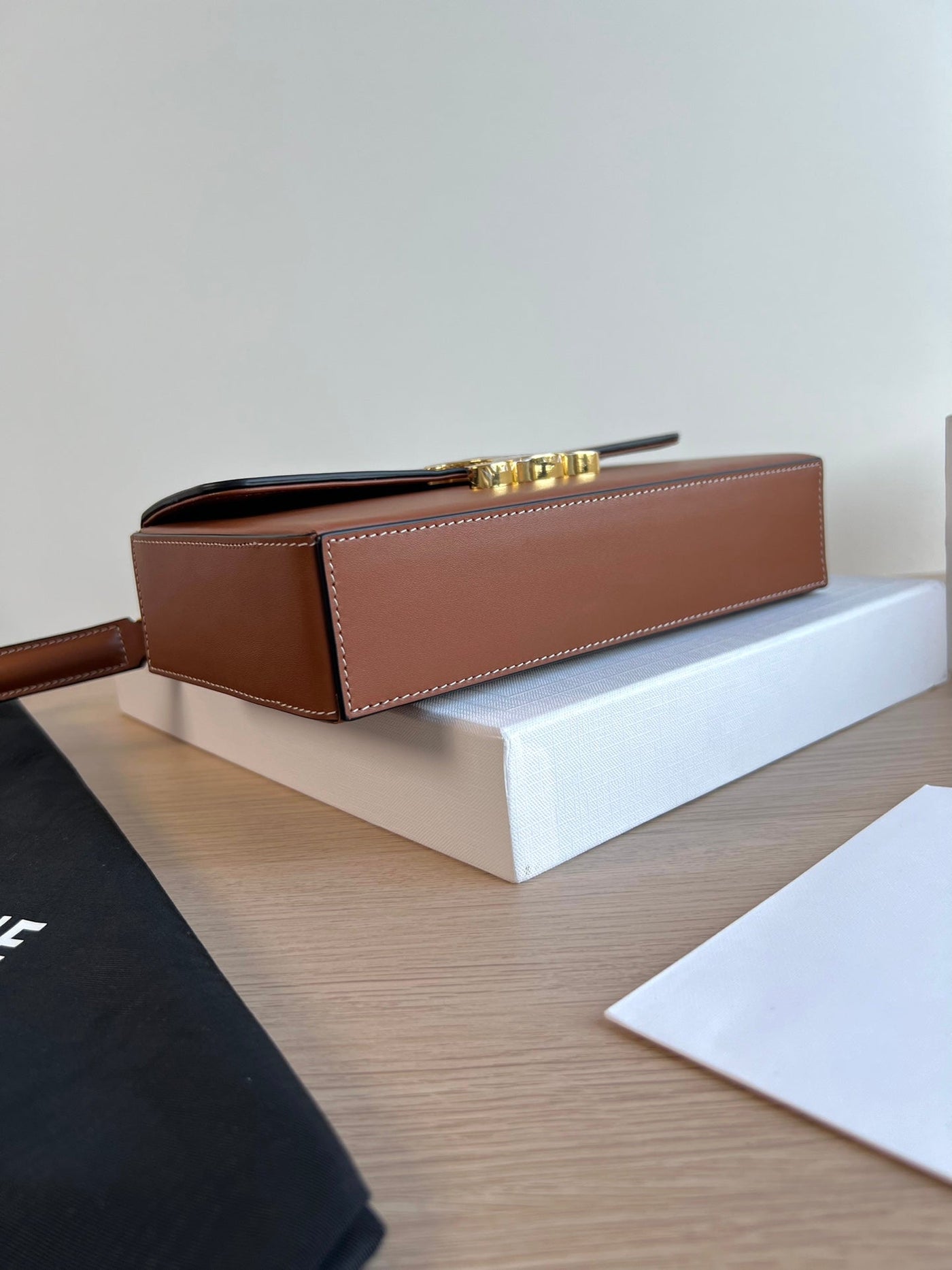 BOX TRIPHOME 22 CINNAMON BROWN CALFSKIN BAG - Product Image 9