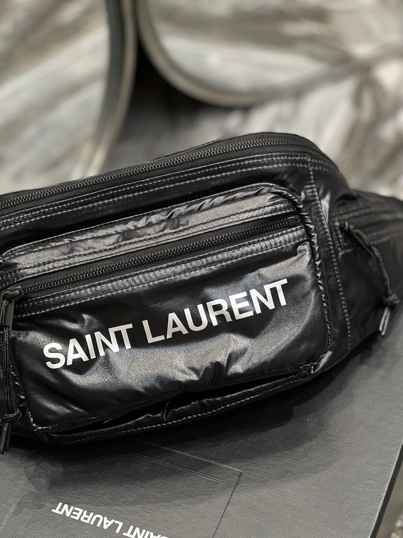 CROSSBODY BAG 24 IN BLACK POLISHED NYLON - Product Image 2