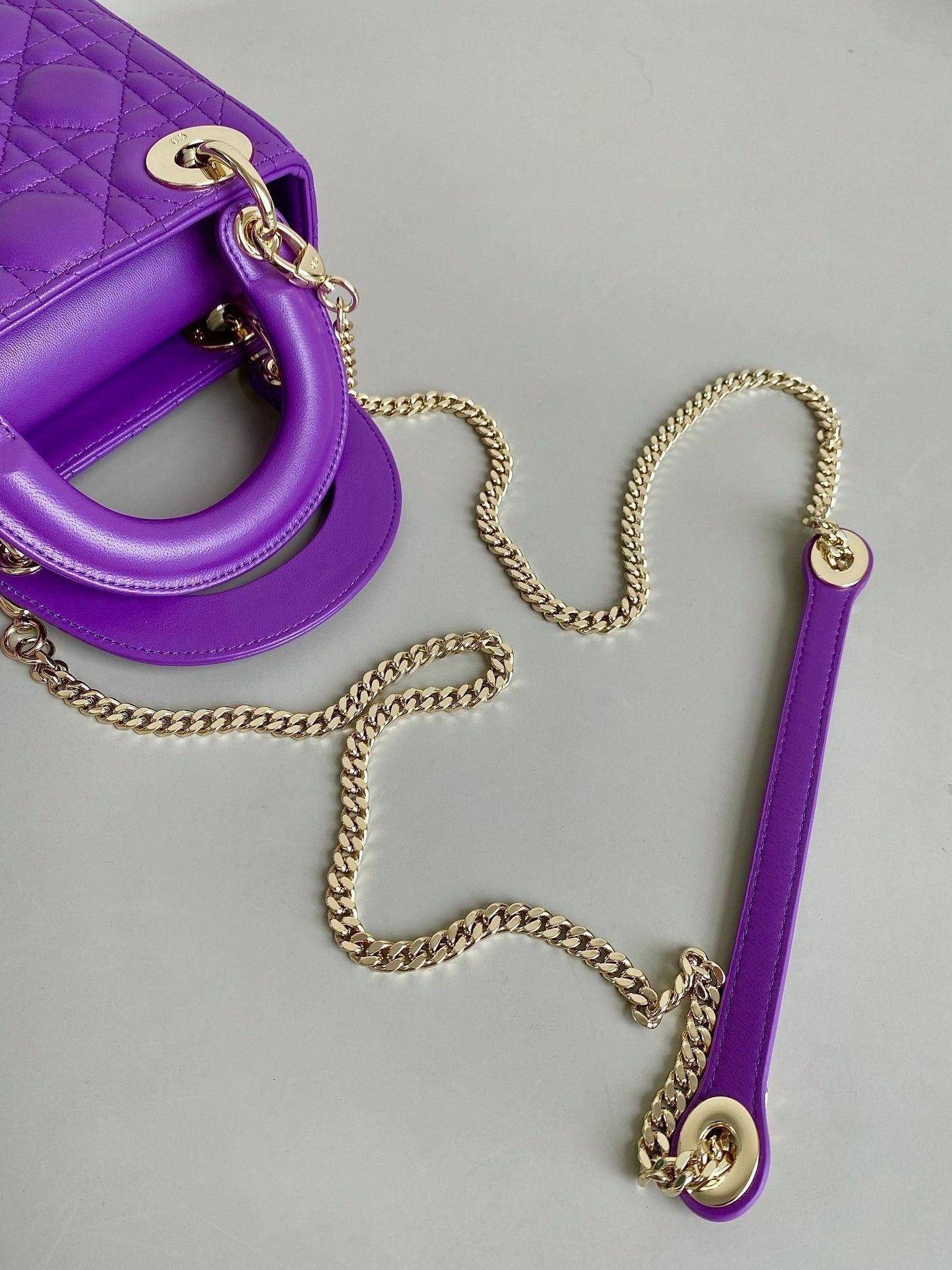 LADY 17 IN VIOLET PURPLE LAMBSKIN WITH CANNAGE PATTERN - Product Image 8