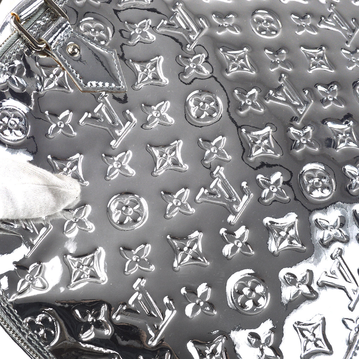 Louis Vuitton 2008 Alma MM Handbag Monogram Miroir Silver M93623