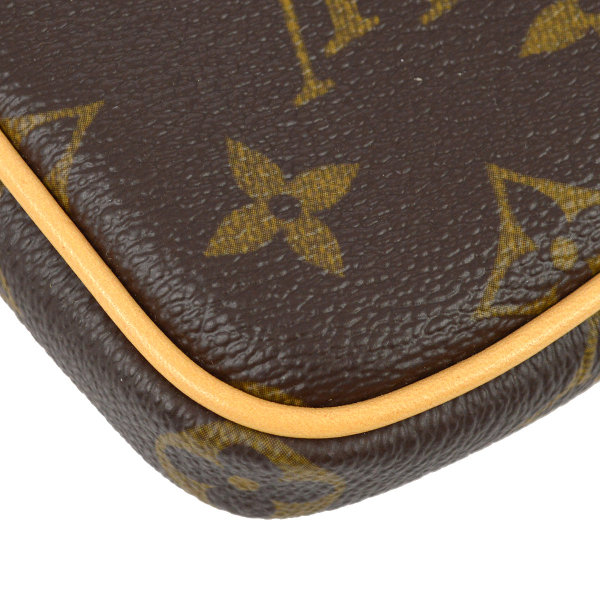 Louis Vuitton Monogram Pochette Turam Pouch Bag Key Holder Small Good in Brown