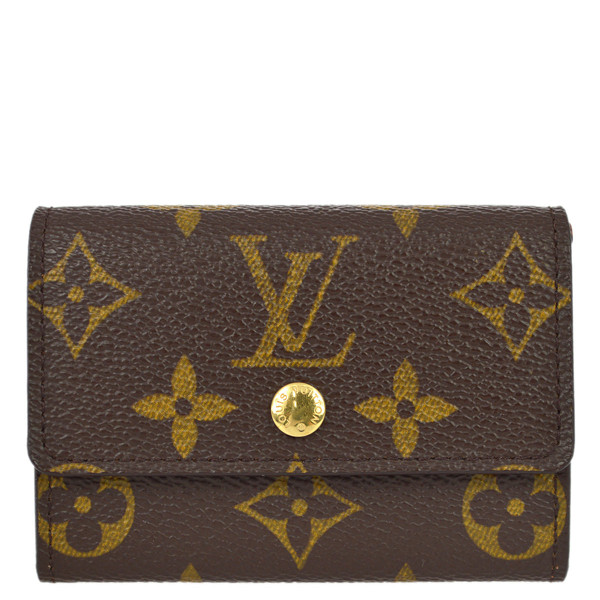 Louis Vuitton Monogram Porte Monnaie Plat Coin Case Wallet in Brown
