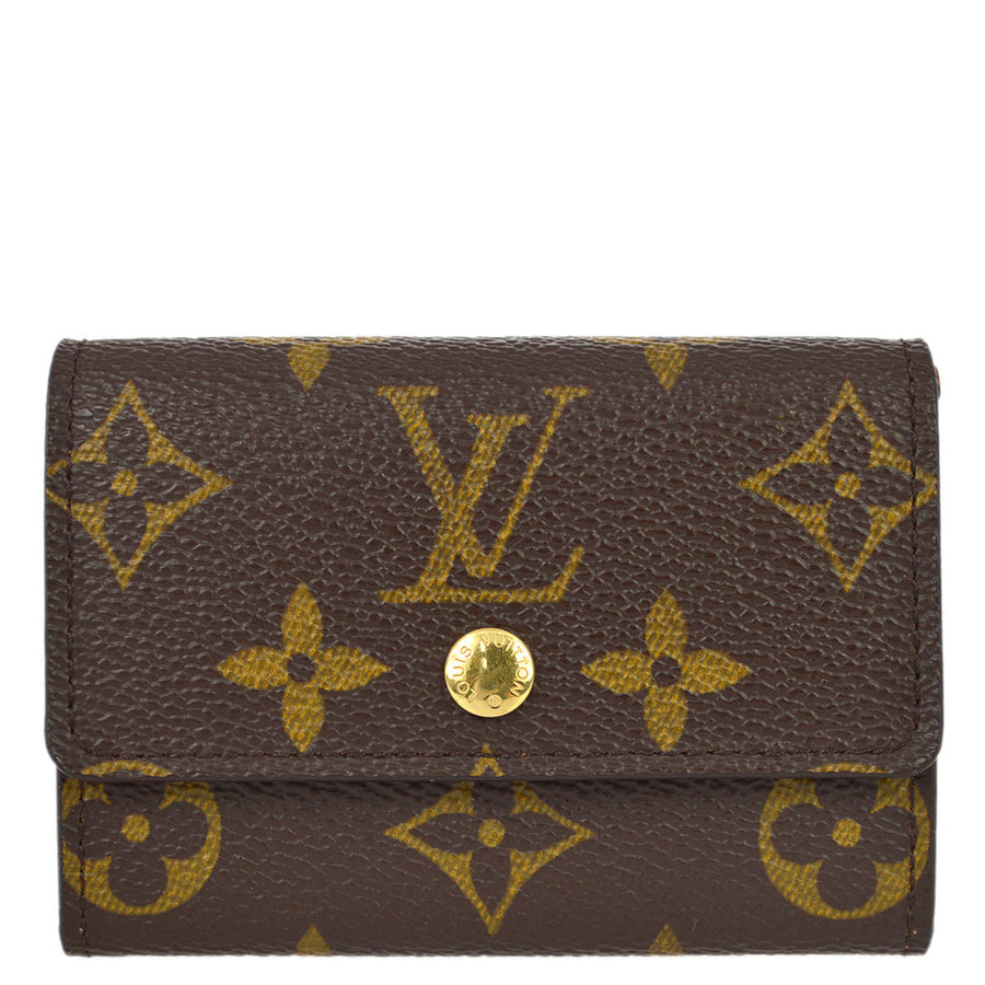 Louis Vuitton Monogram Porte Monnaie Plat Coin Case Wallet in Brown