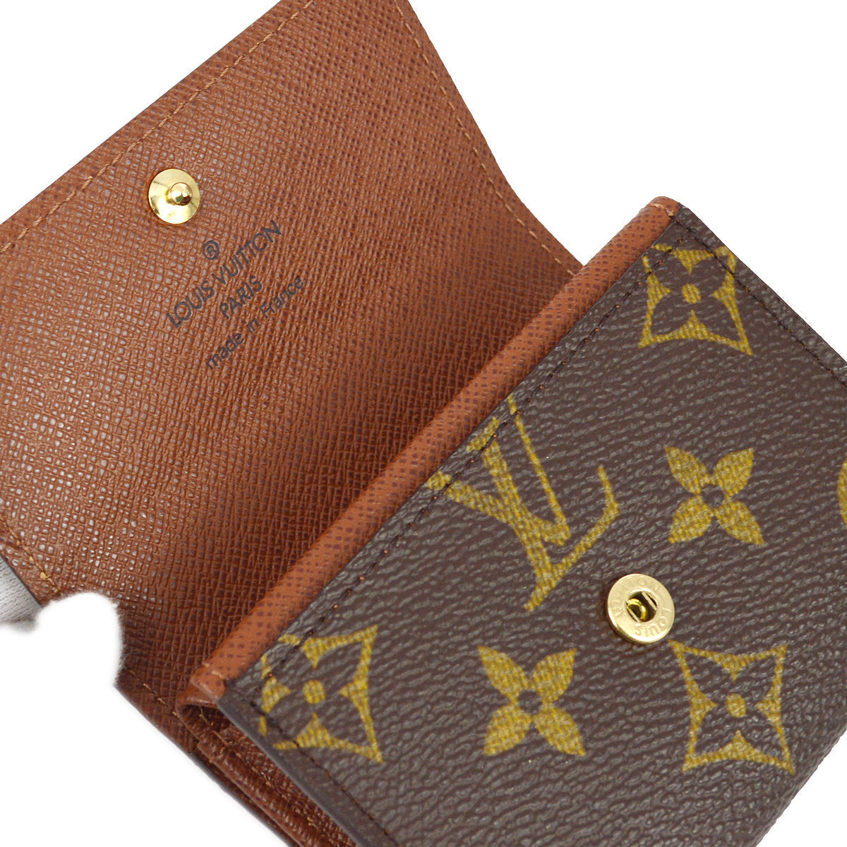 Louis Vuitton Monogram Porte Monnaie Plat Coin Case Wallet in Brown
