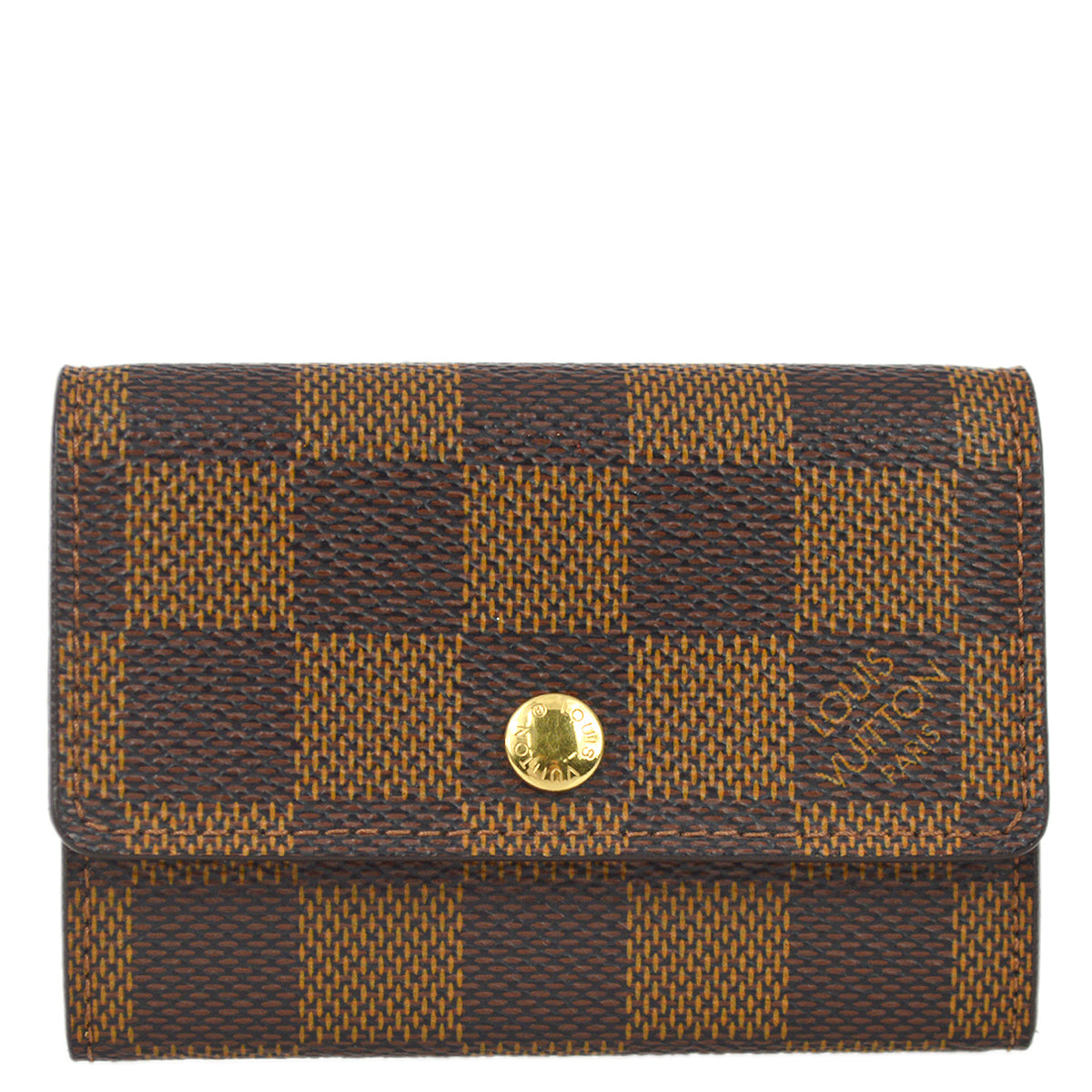 Louis Vuitton Damier Porte Monnaie Plat Coin Case Wallet in Brown