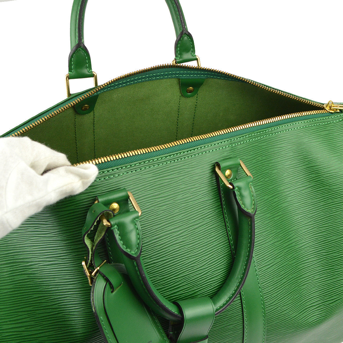 Louis Vuitton Green Epi Keepall 45 Travel Duffle Handbag