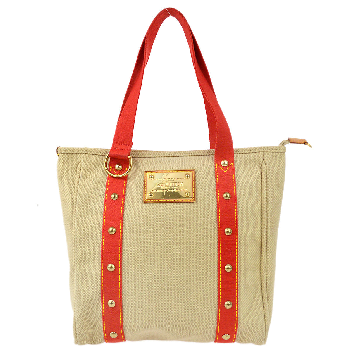 Louis Vuitton Beige Red Antigua Cabas MM Tote Bag