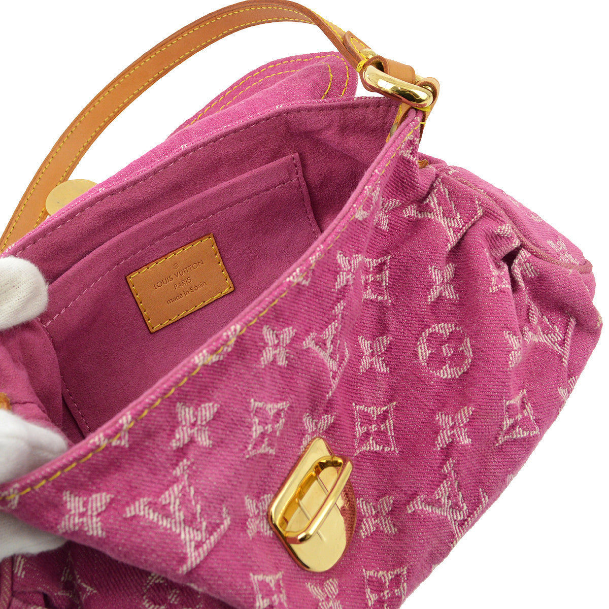 Louis Vuitton Pink Monogram Denim Mini Pleaty Handbag in Pink