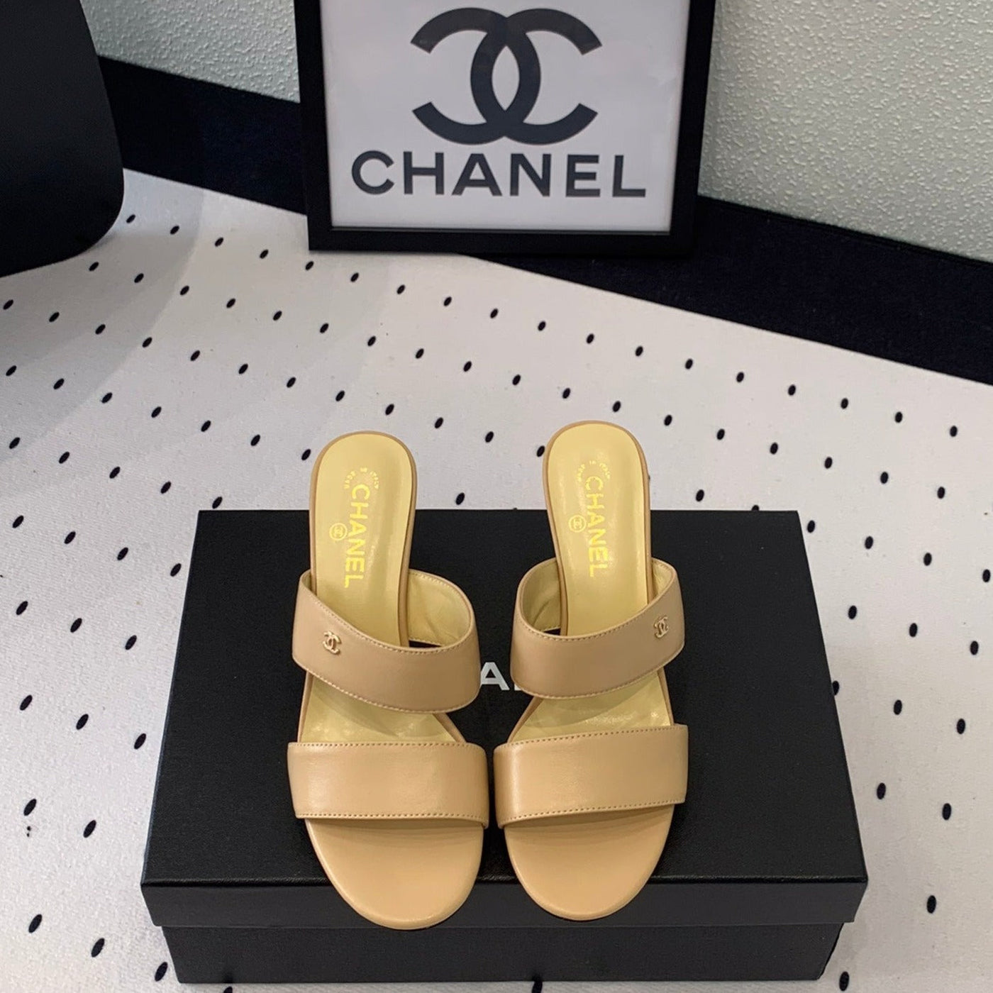 mule sandal 70 beige velvet lambskin - Product Image 3