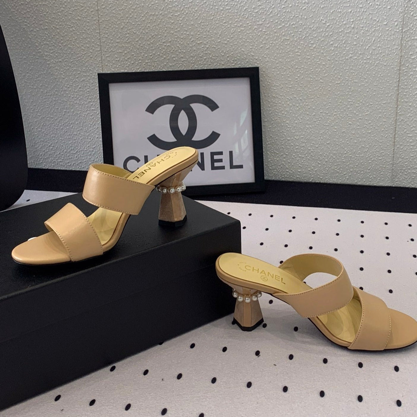 mule sandal 70 beige velvet lambskin - Product Image 6