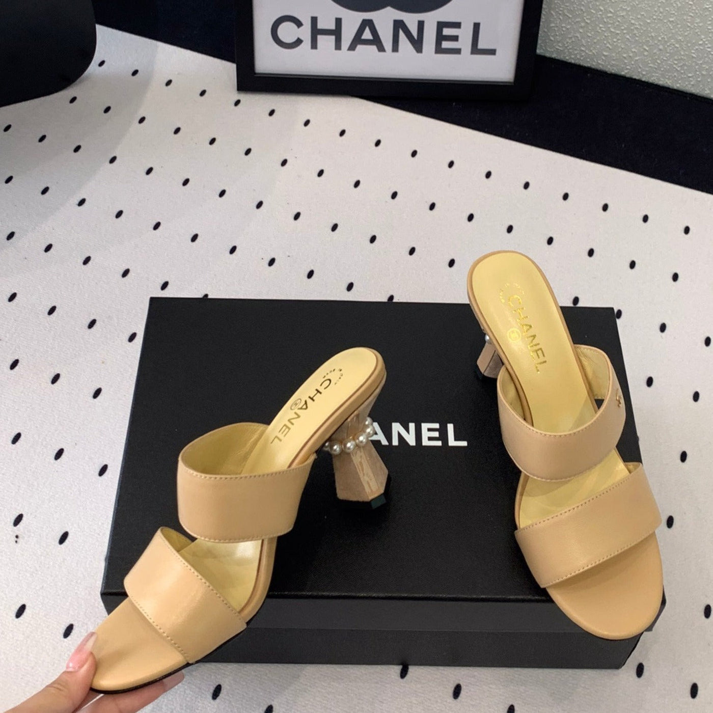 mule sandal 70 beige velvet lambskin - Product Image 2