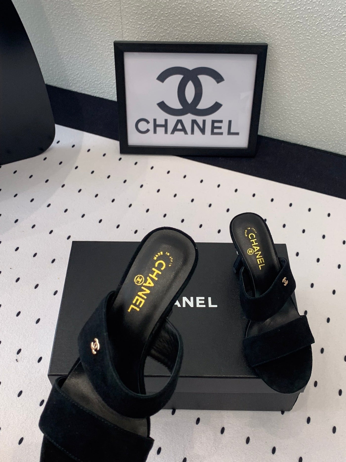 mule sandal 70 black velvet lambskin - Product Image 3