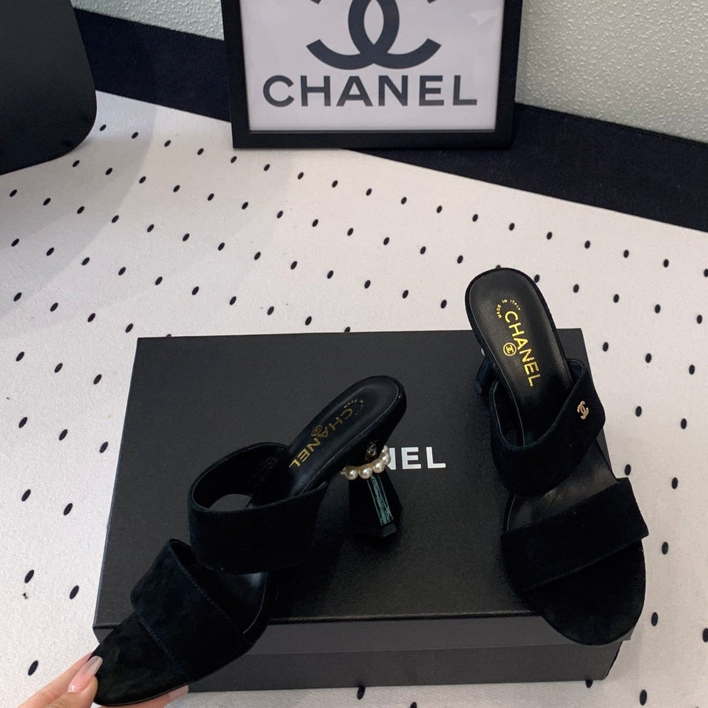 mule sandal 70 black velvet lambskin - Product Image 7