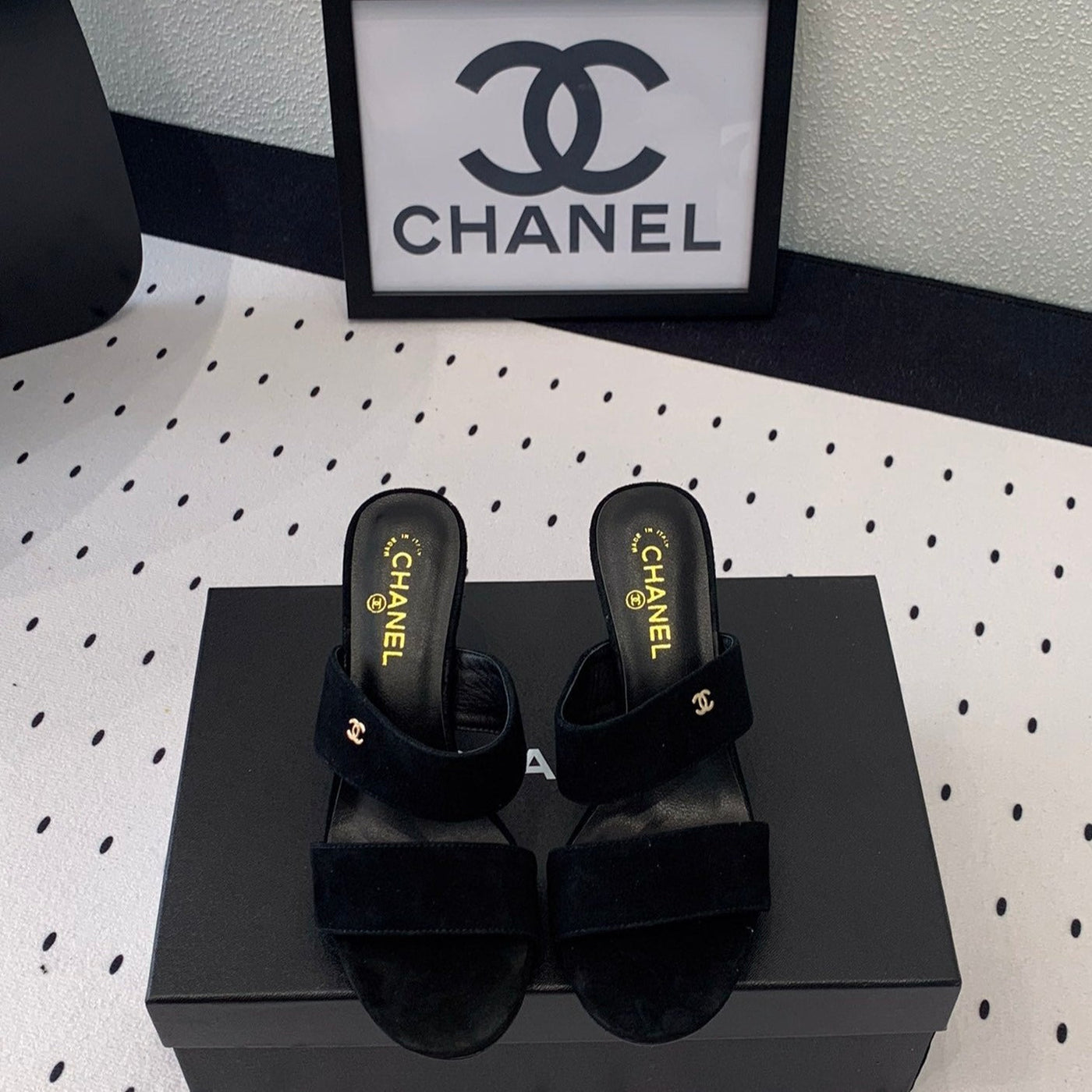 mule sandal 70 black velvet lambskin - Product Image 2