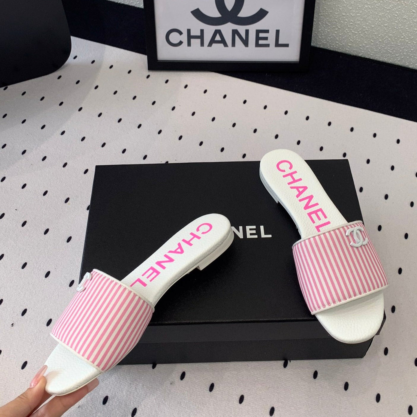 mule sandal striped pink white - Product Image 5