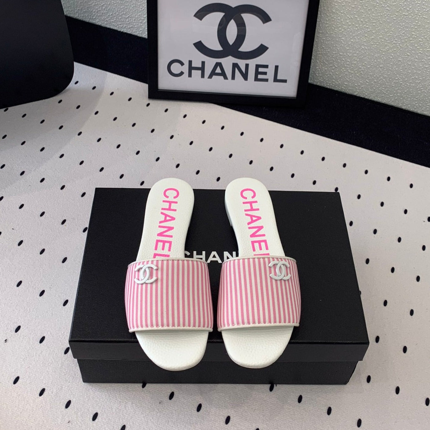 mule sandal striped pink white - Product Image 2
