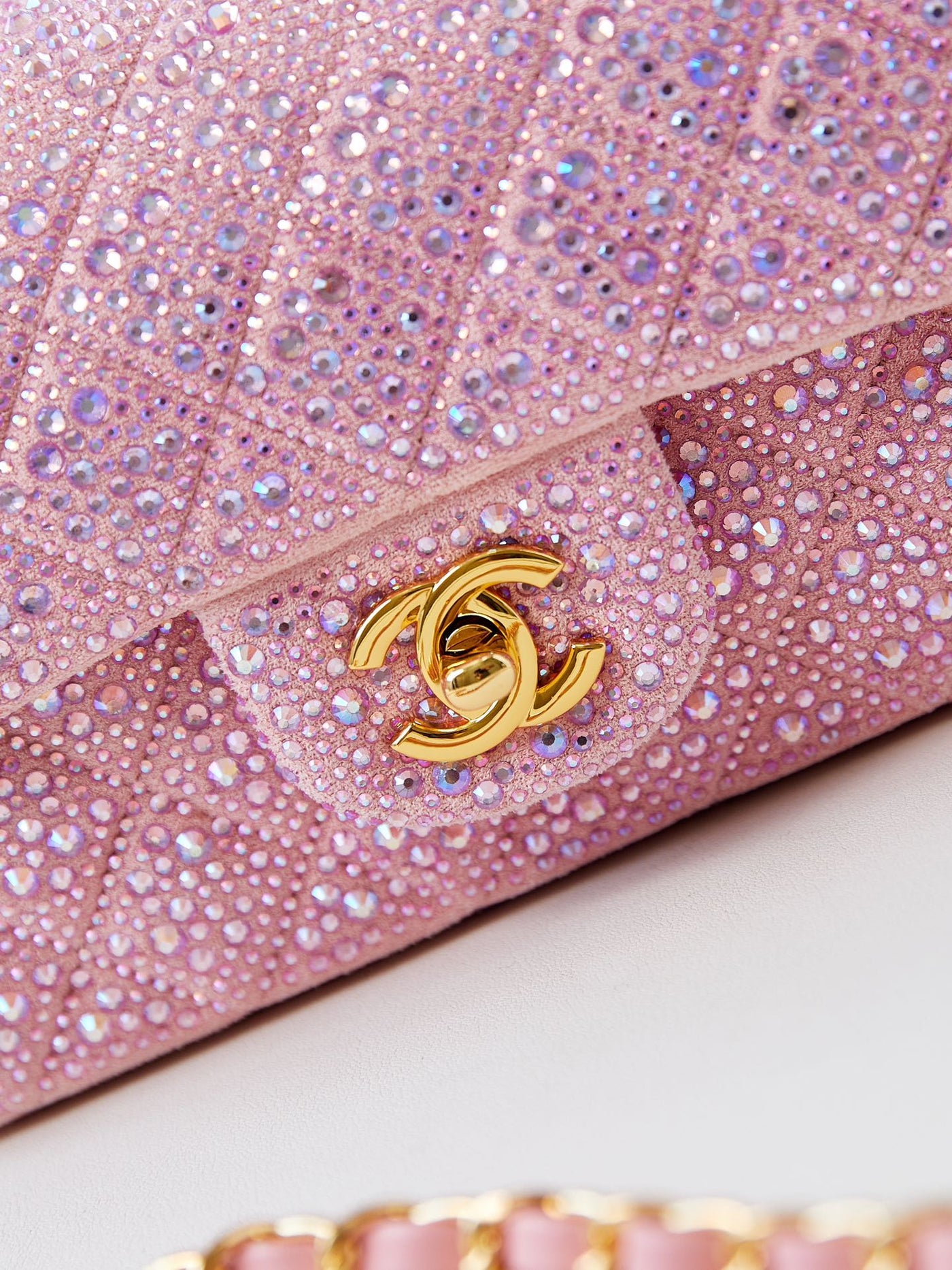 24b mini flap bag 20cm pink lambskin silver purple diamond - Product Image 4