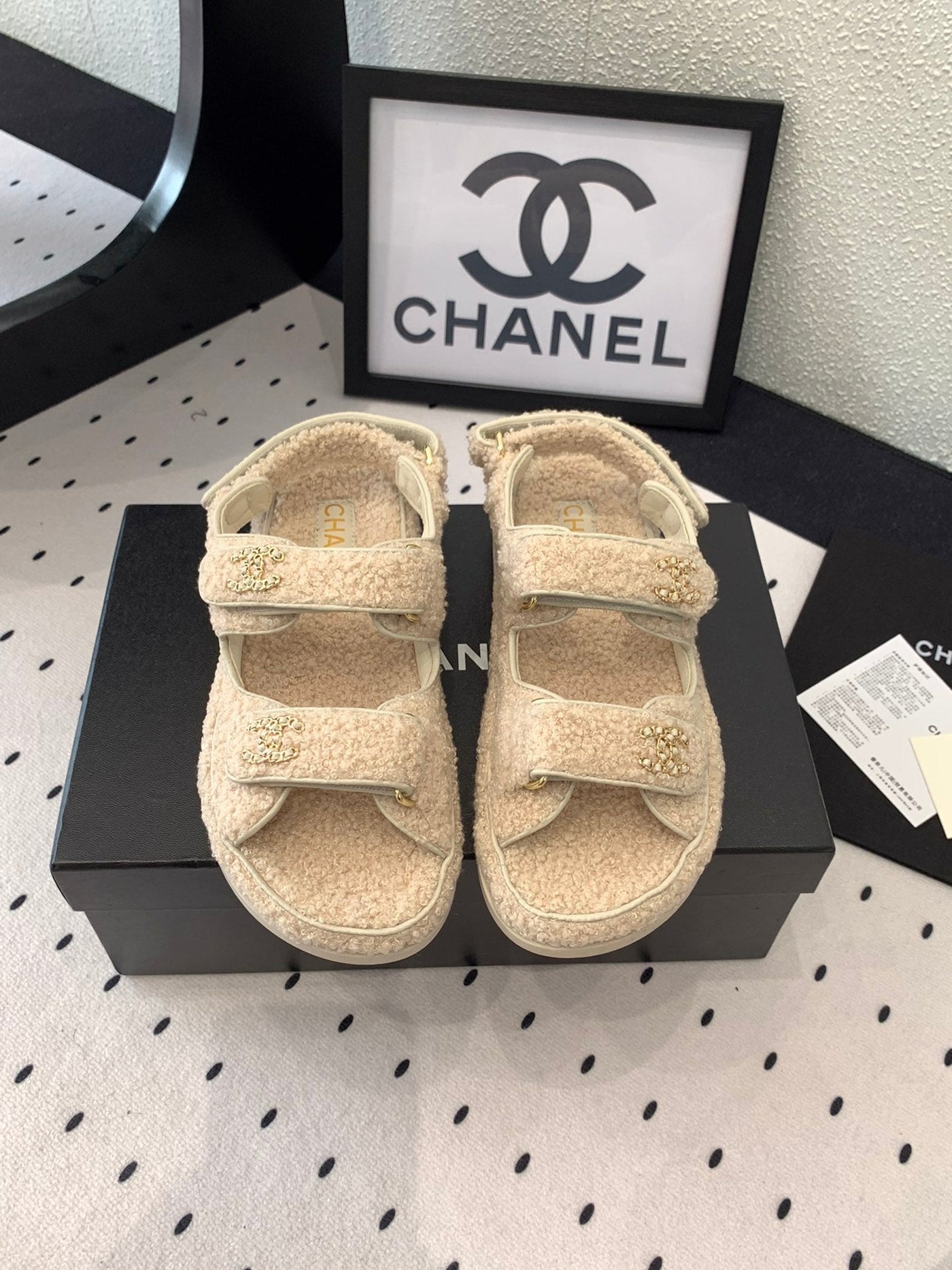 CC DAD SANDAL ECRU BEIGE LAMB FUR - Product Image 3