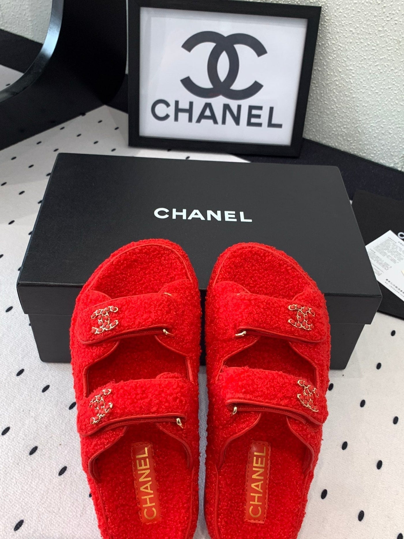 CC DAD SANDAL MULE IN CRIMSON RED LAMB FUR - Product Image 6