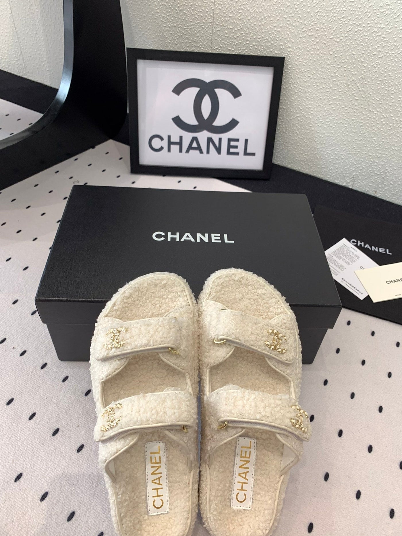 CC DAD SANDAL MULE IN WHITE LAMB FUR - Product Image 3