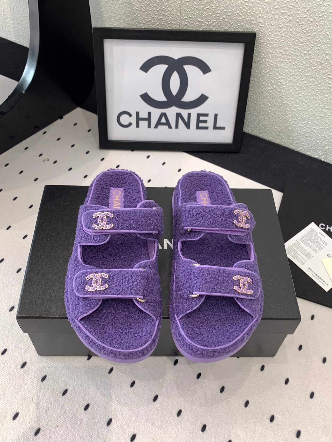 CC DAD SANDAL MULE IN PLUM PURPLE LAMB FUR - Product Image 3
