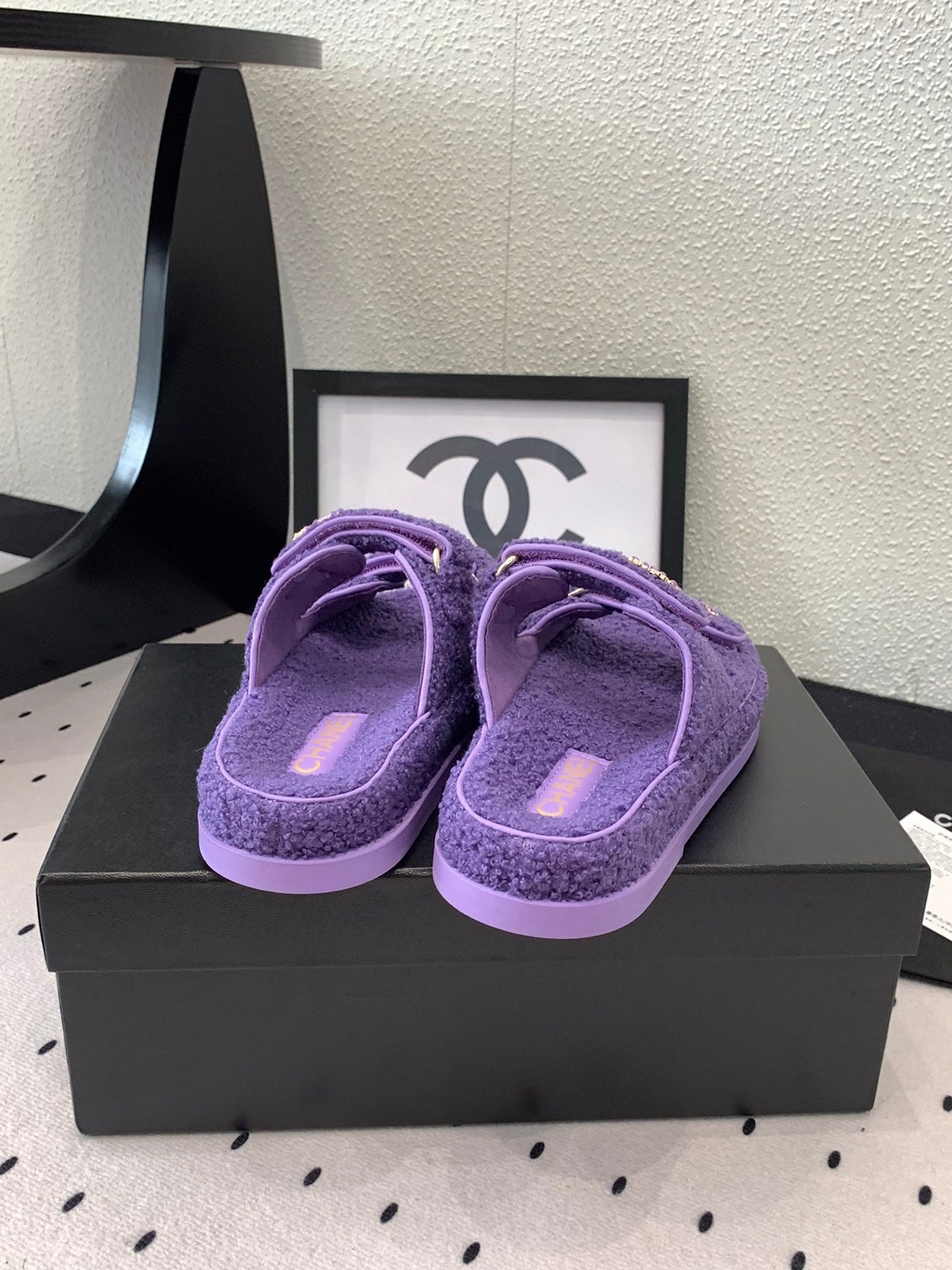 CC DAD SANDAL MULE IN PLUM PURPLE LAMB FUR - Product Image 8