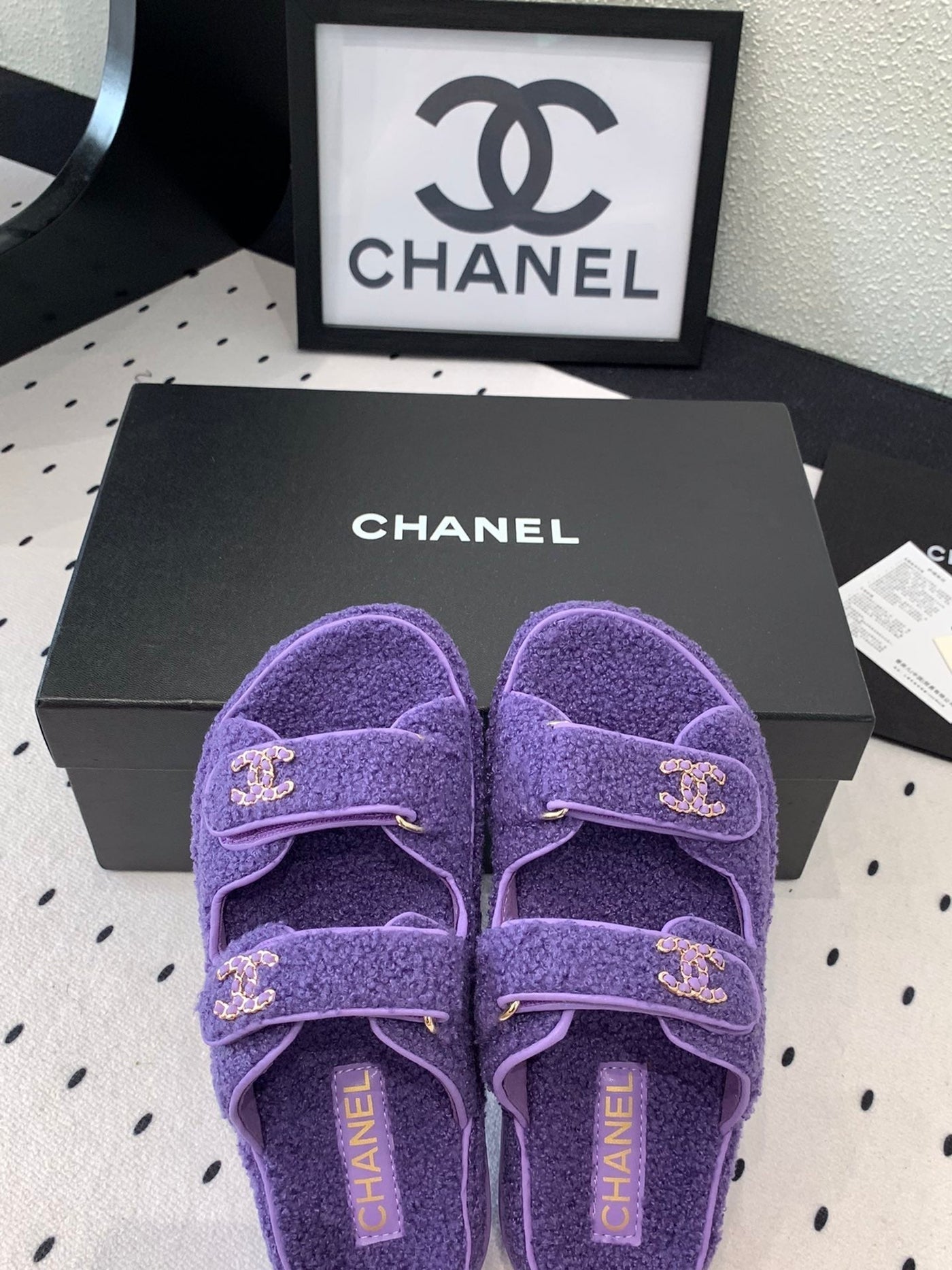 CC DAD SANDAL MULE IN PLUM PURPLE LAMB FUR - Product Image 2