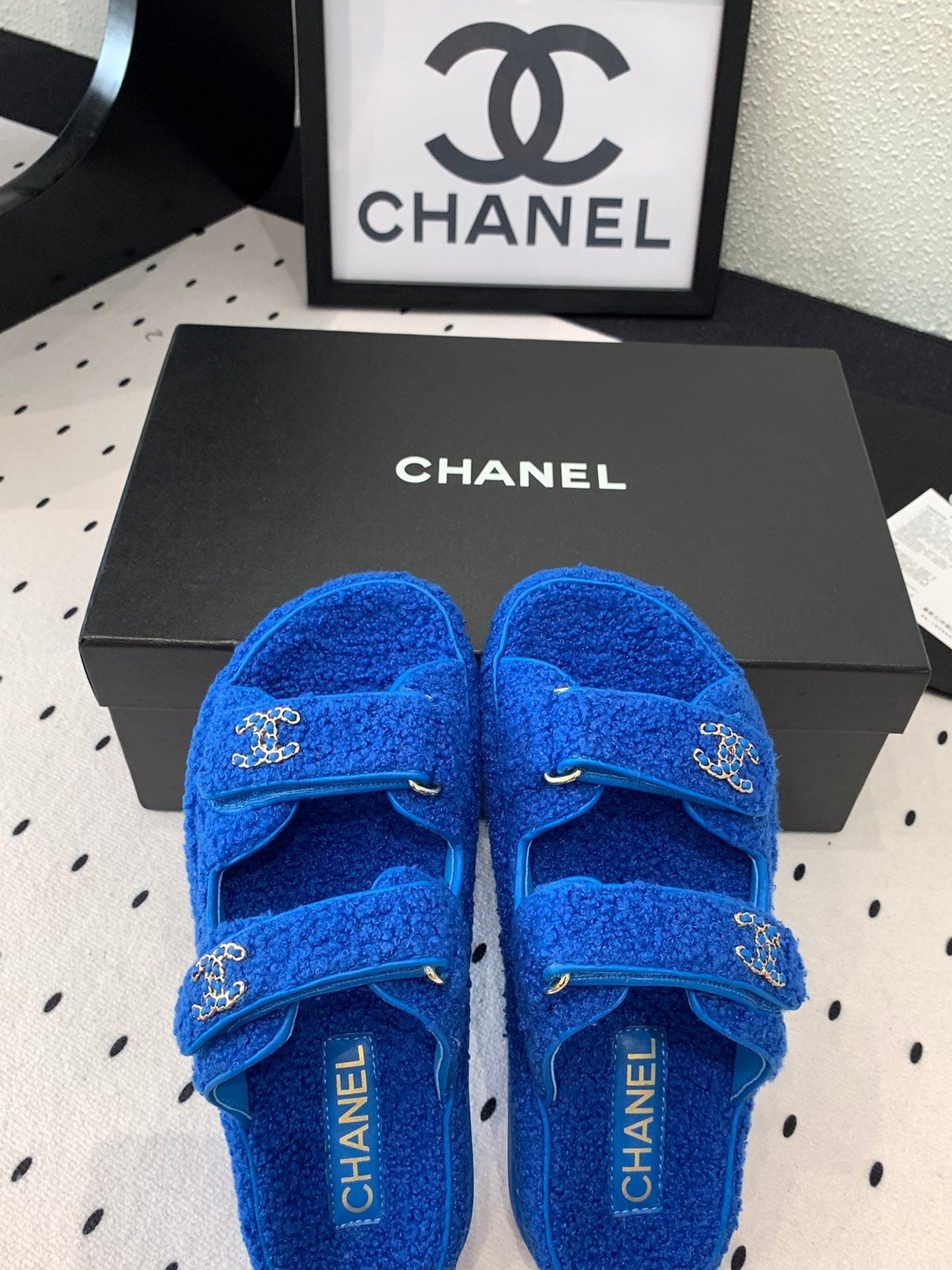 CC DAD SANDAL MULE IN AZURE BLUE LAMB FUR - Product Image 4