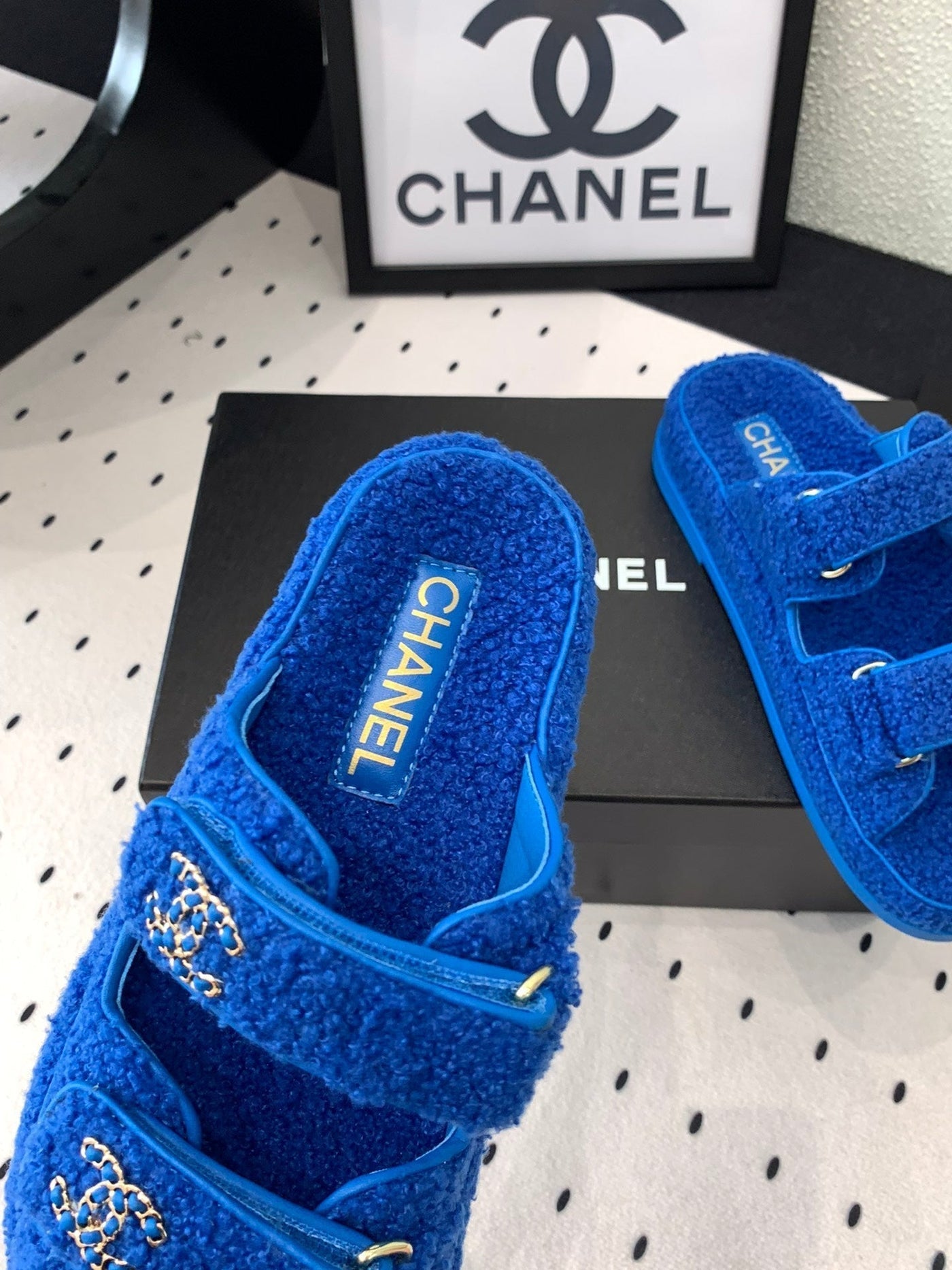 CC DAD SANDAL MULE IN AZURE BLUE LAMB FUR - Product Image 7