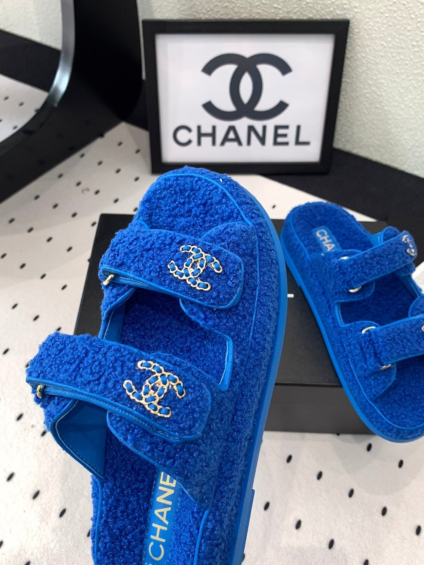 CC DAD SANDAL MULE IN AZURE BLUE LAMB FUR - Product Image 5