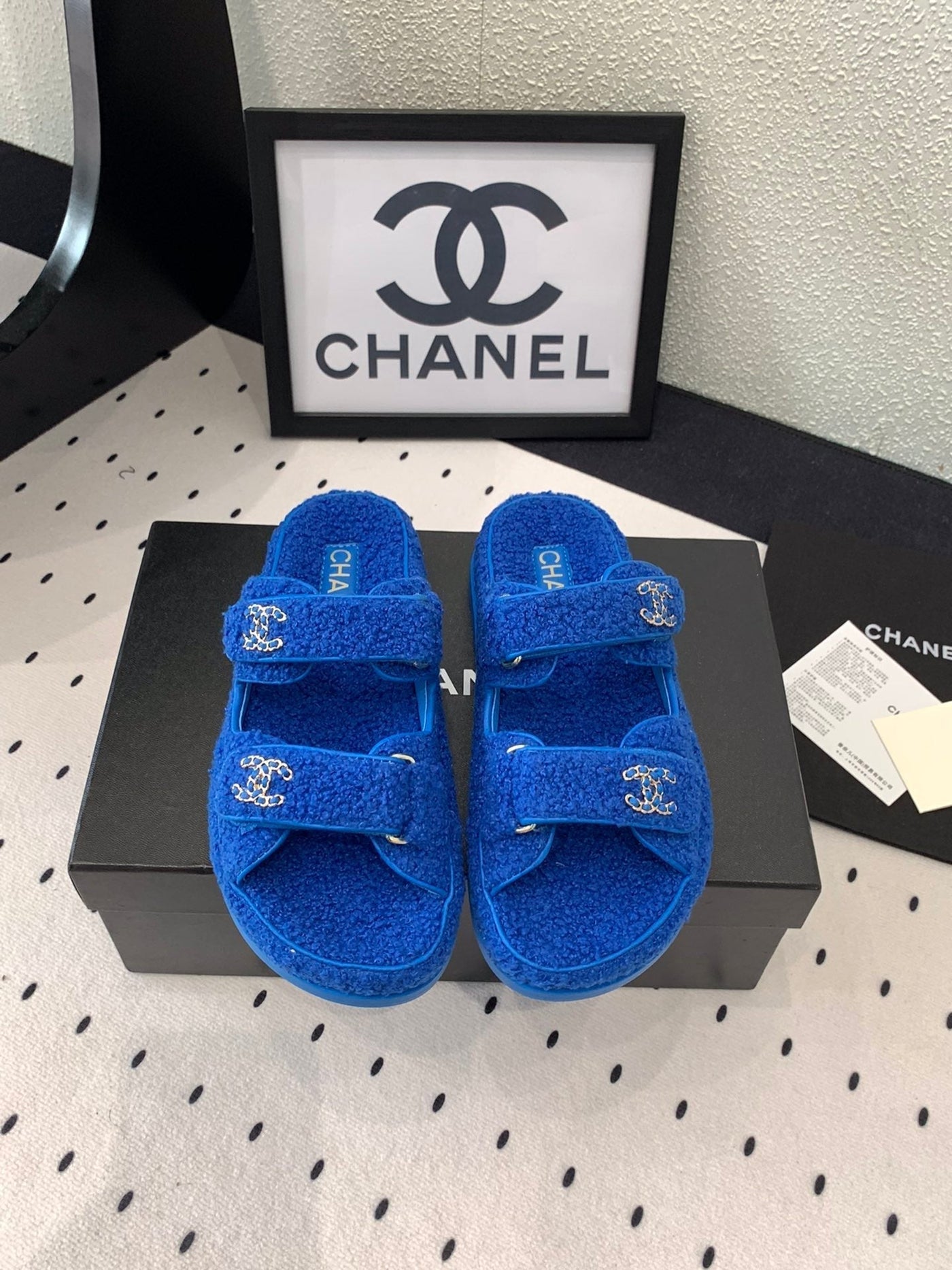 CC DAD SANDAL MULE IN AZURE BLUE LAMB FUR - Product Image 2