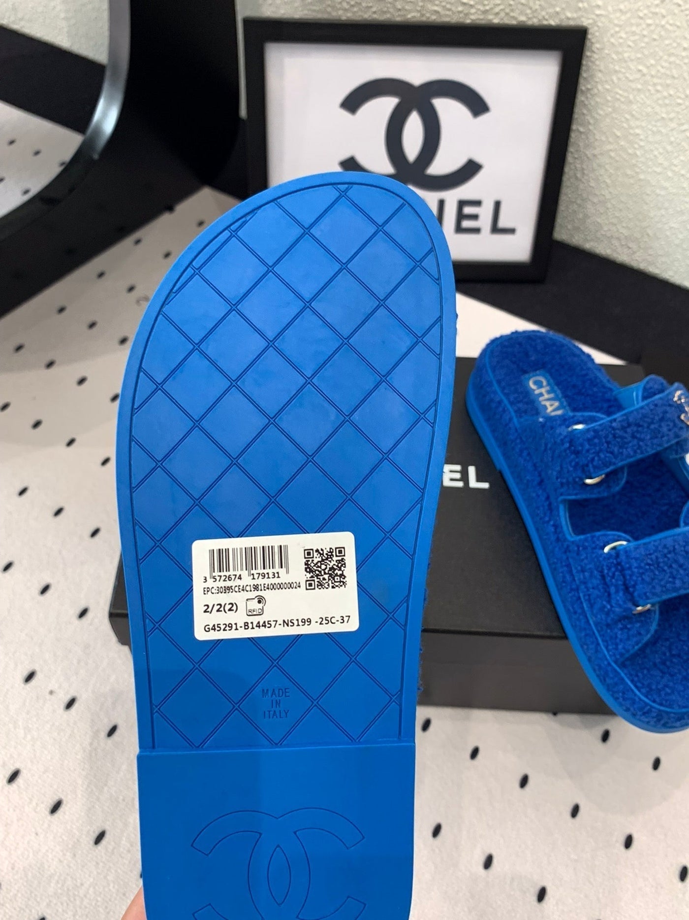 CC DAD SANDAL MULE IN AZURE BLUE LAMB FUR - Product Image 9
