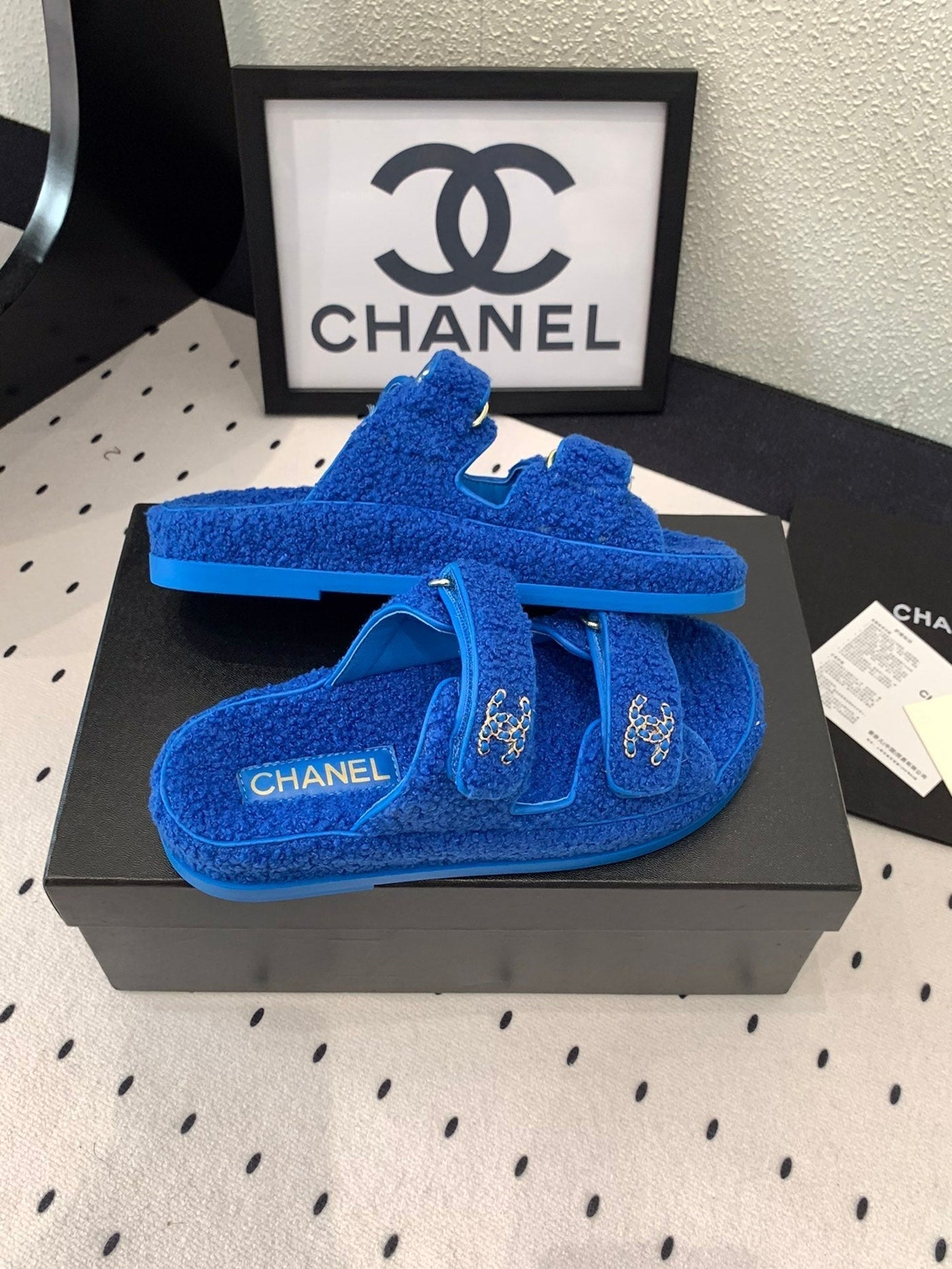 CC DAD SANDAL MULE IN AZURE BLUE LAMB FUR - Product Image 3