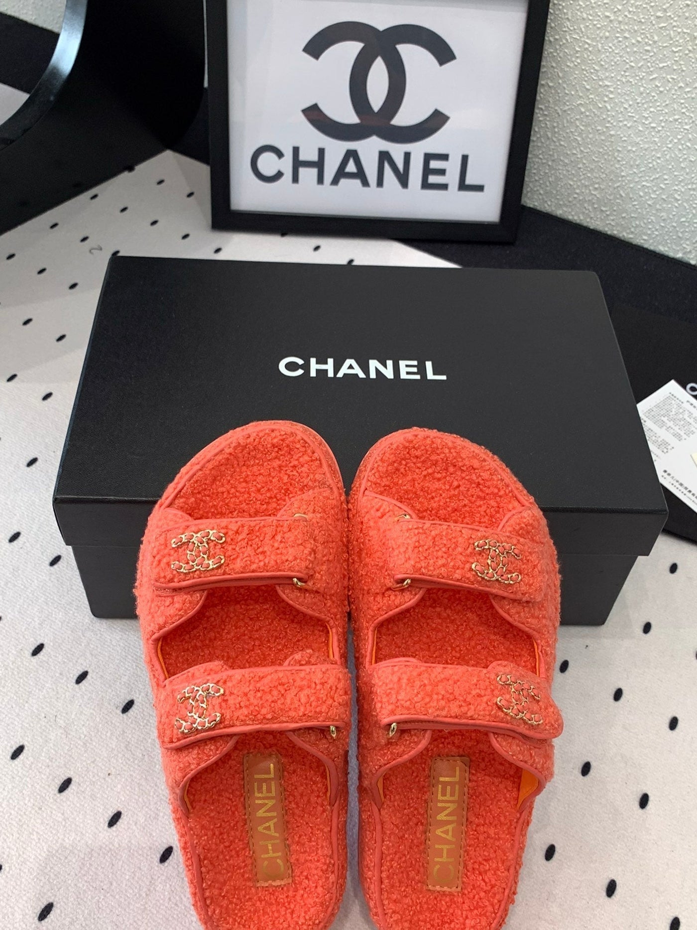 CC DAD SANDAL MULE IN RED ORANGE LAMB FUR - Product Image 4