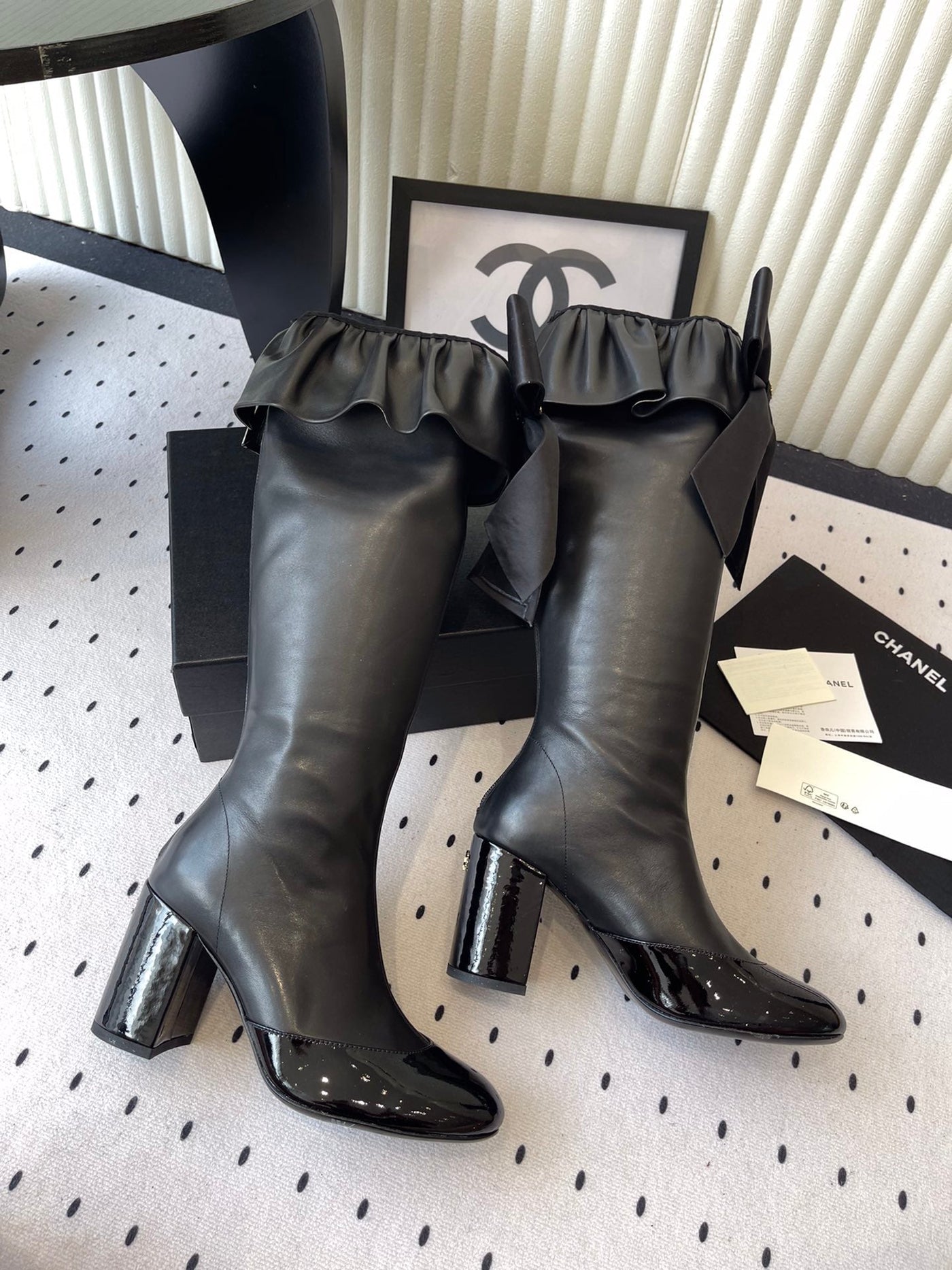 CC 25 Bow Elastic Boot Black Lambskin 514029 - Product Image 3