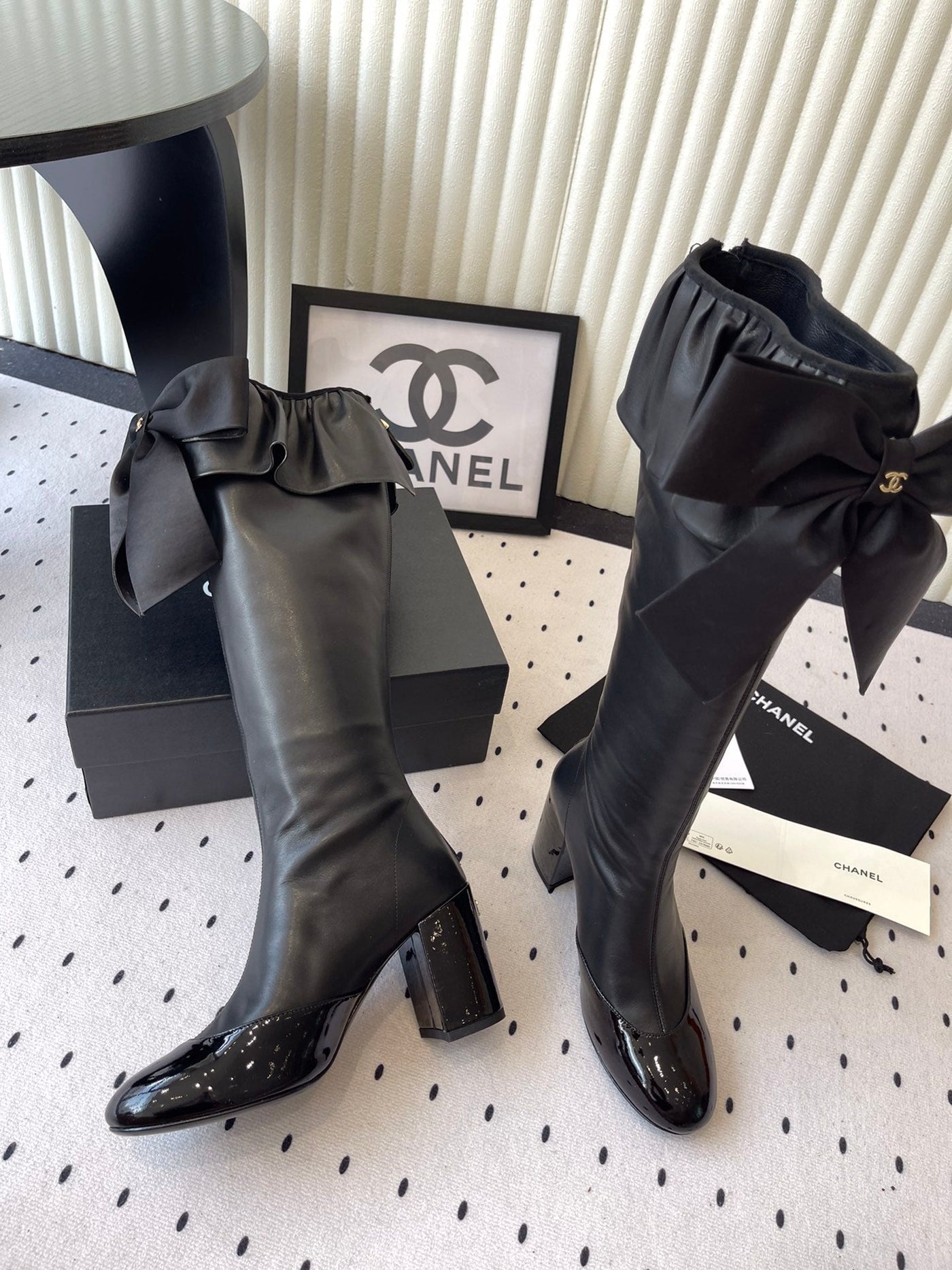 CC 25 Bow Elastic Boot Black Lambskin 514029 - Product Image 5
