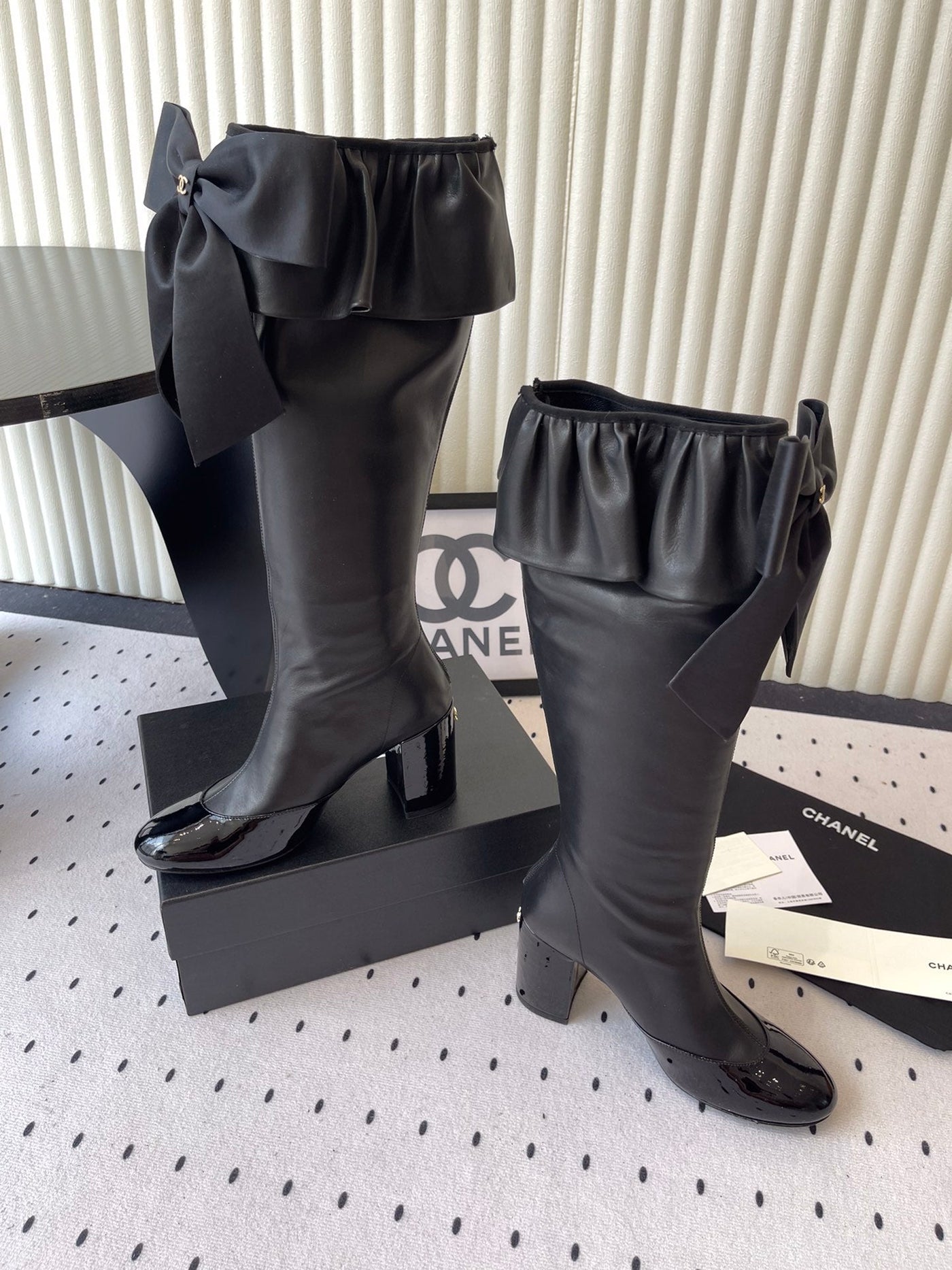 CC 25 Bow Elastic Boot Black Lambskin 514029 - Product Image 2