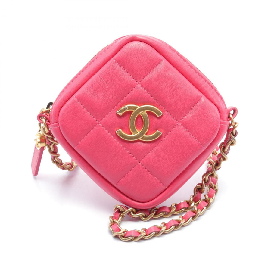 Chanel Quilted Leather Diamond Clutch with Chain Leather Crossbody Bag